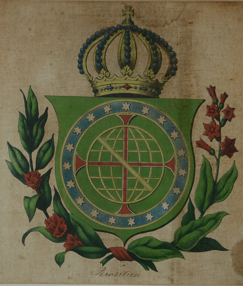 Gravura repres. Brazão " BREZILIEN " - med. 42 x 37 - foto 1 de 2