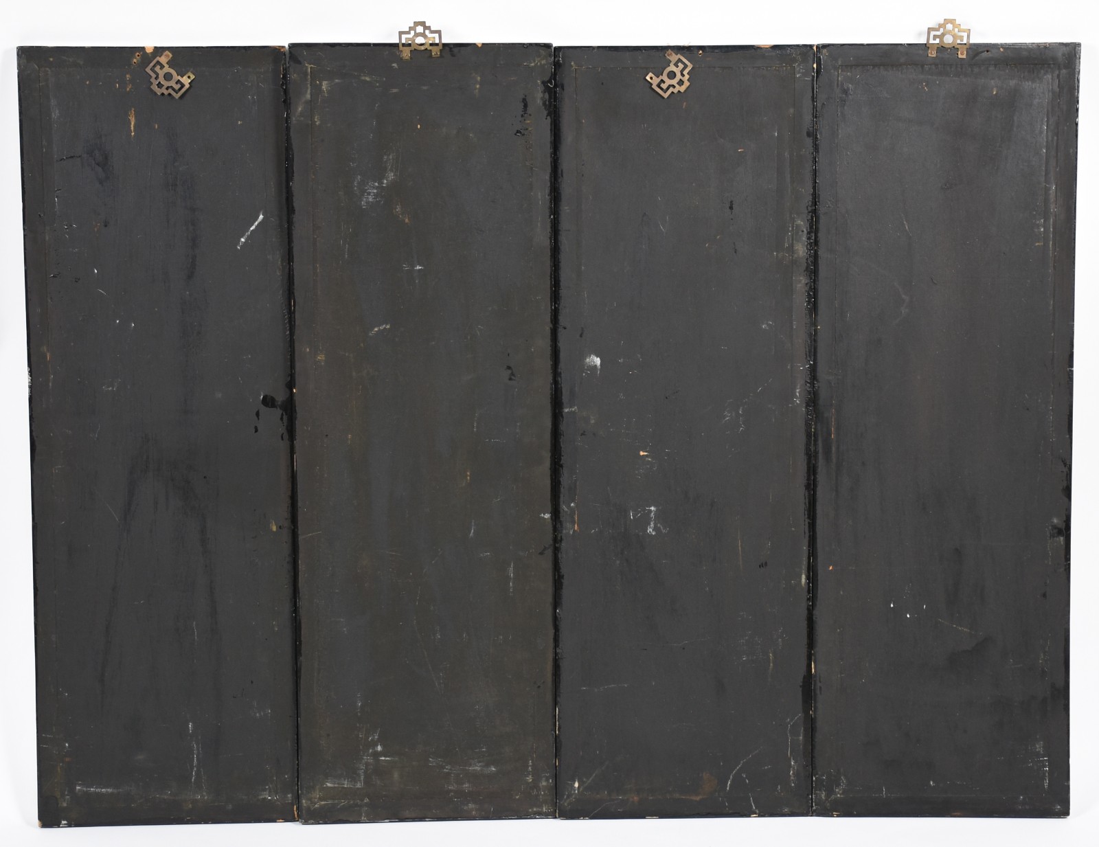 Quatro placas orientais de lacca negra com figuras de gueixas e... - foto 6 de 6