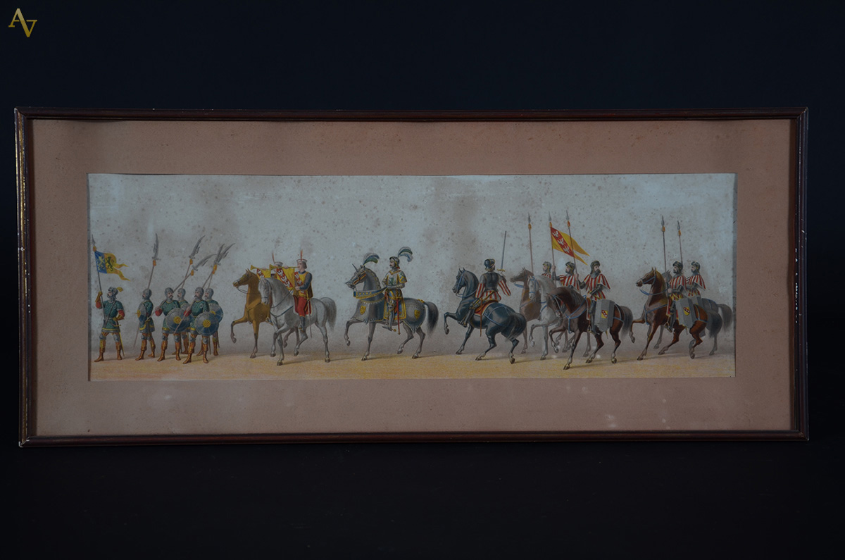 Cinco aquarelas representando "Cavalaria" - coloridas - (com... - foto 4 de 6