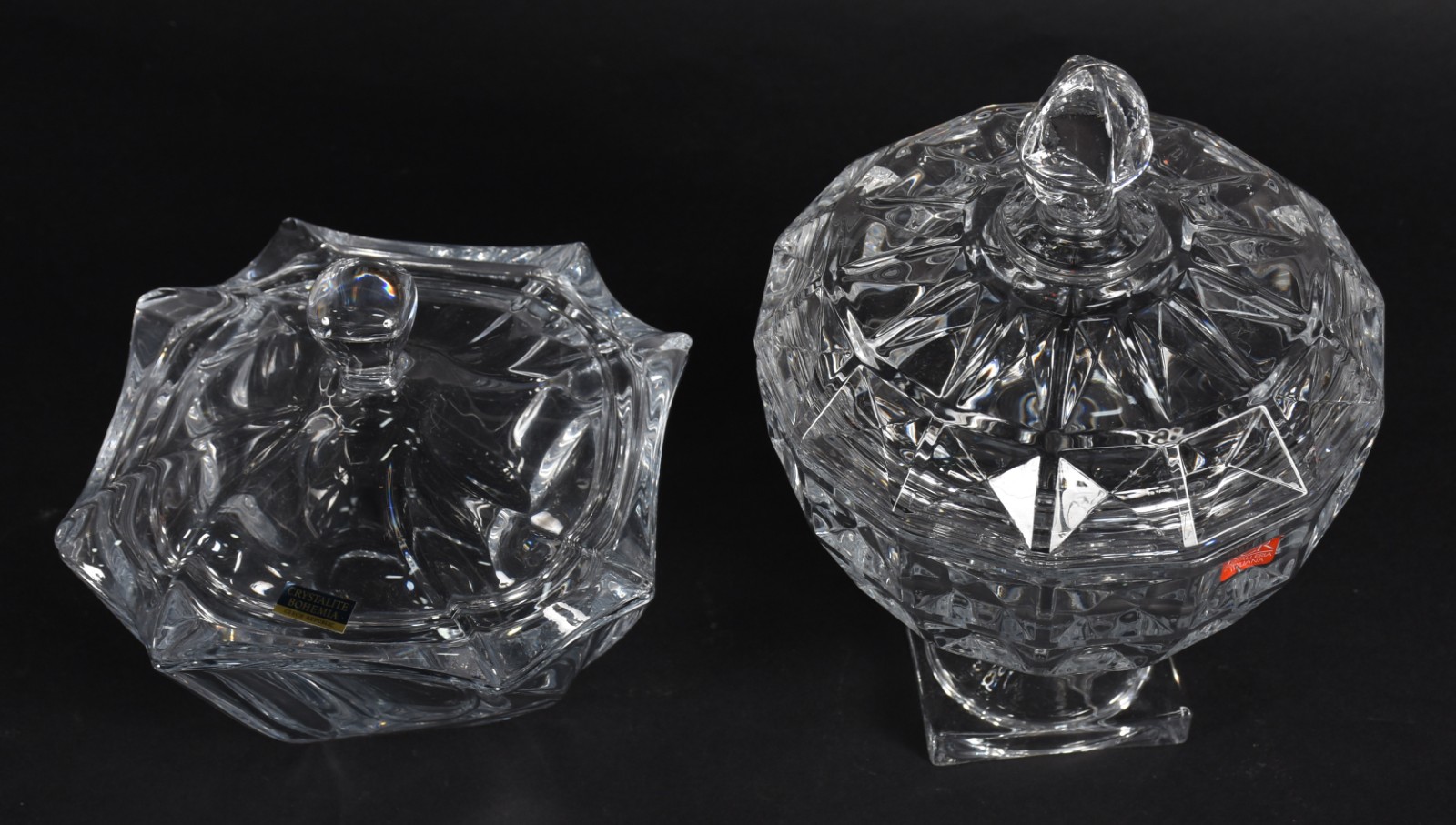 Duas peças de cristal da Bohemia, sendo compoteira e bomboniere. - foto 2 de 5