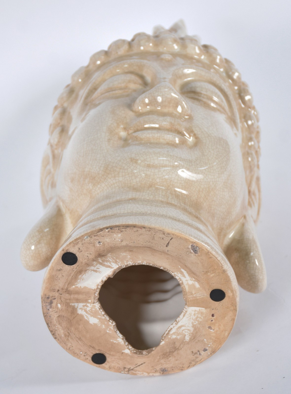 Cabeça de Buda de cerâmica com craquelê vitrificada. - foto 4 de 4