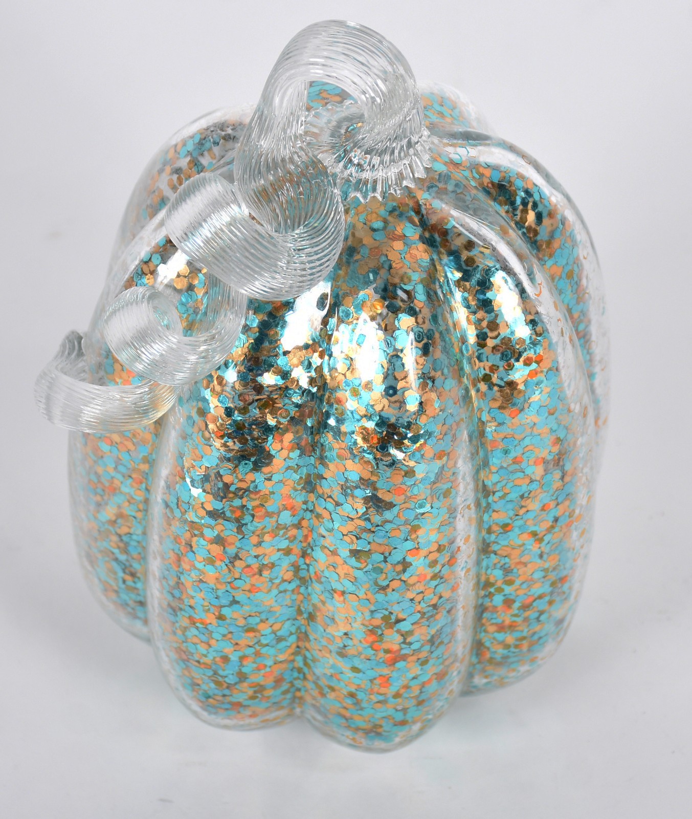 Moranga de vidro decorativo na cor azul com dourado. - foto 2 de 3