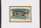 José de Dome (1921-1982), Peixe - Técnica mista sobre cartão, datado 64 (com fungo).