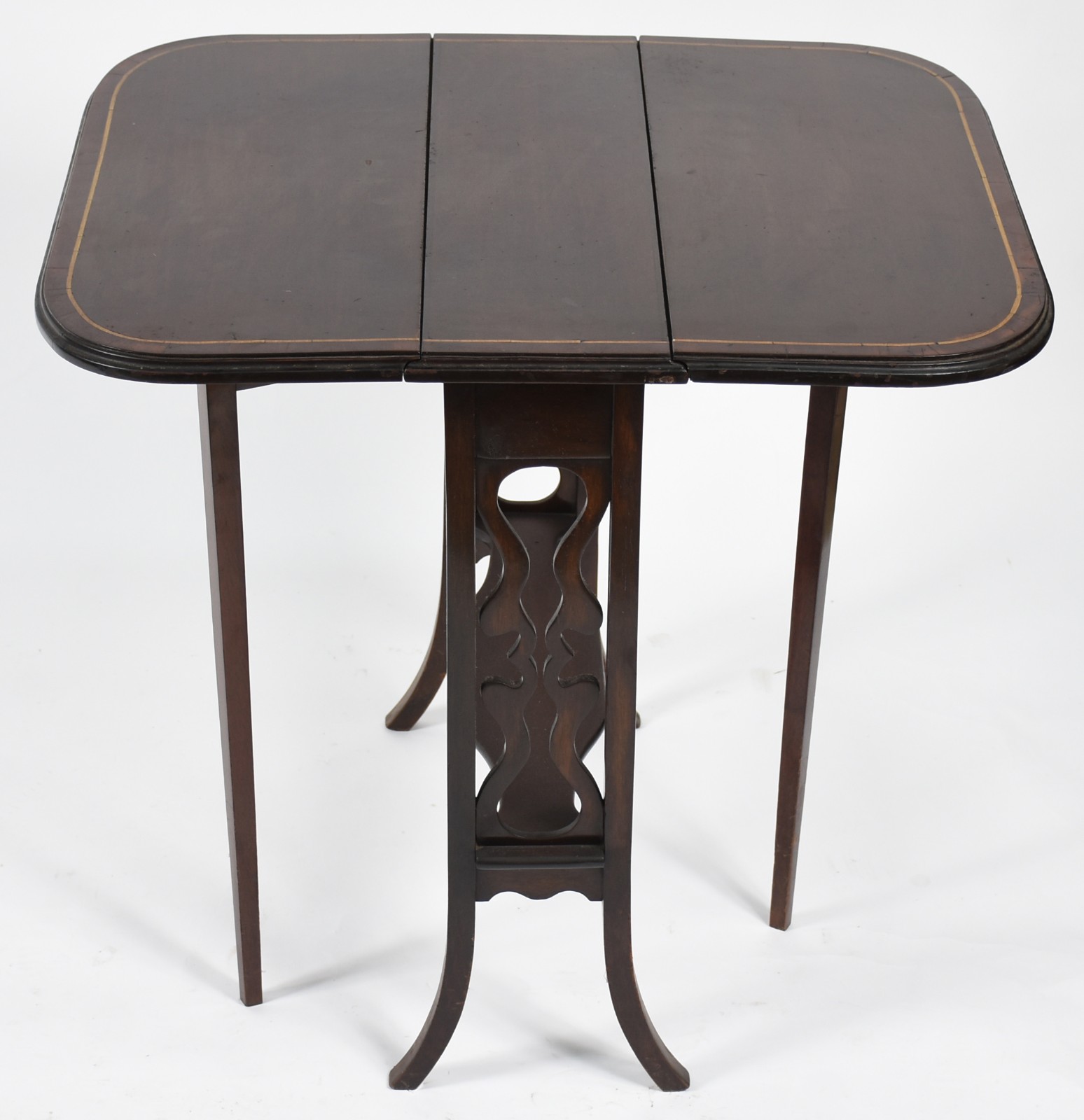 Mesa de madeira nobre com abas, pernas com réguas arredondadas... - foto 2 de 4