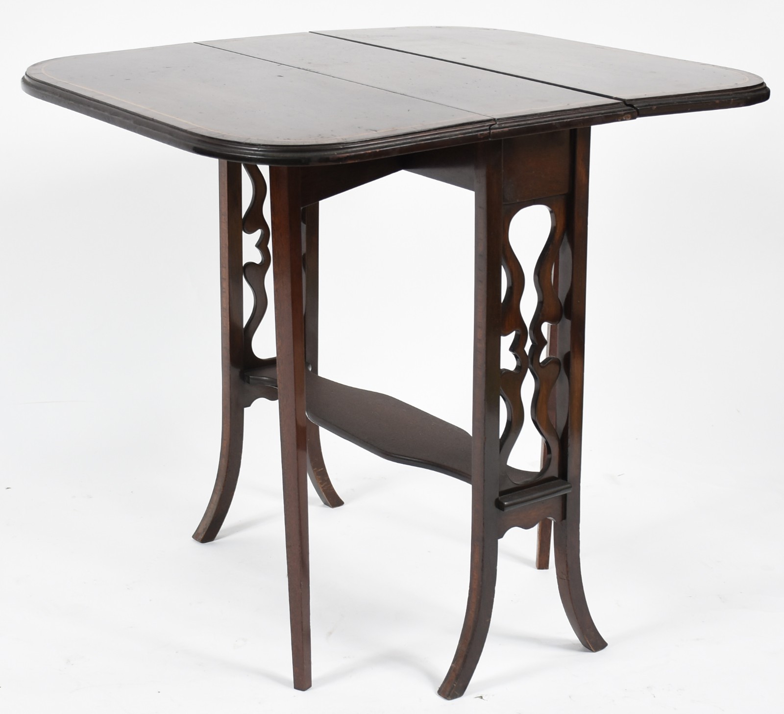 Mesa de madeira nobre com abas, pernas com réguas arredondadas... - foto 1 de 4