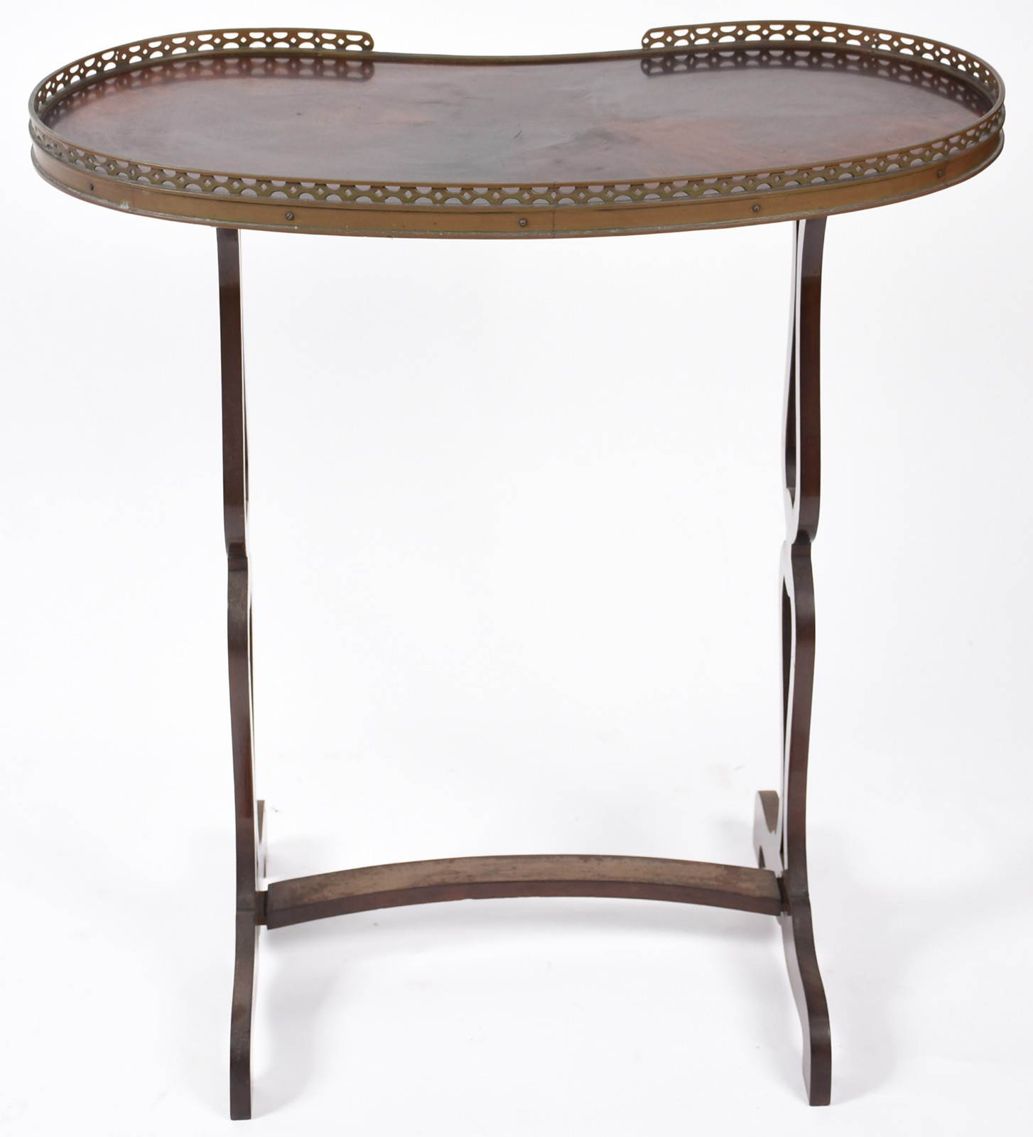Mesa de madeira nobre com gradinha de metal vazado, pernas com hastes... - foto 4 de 5