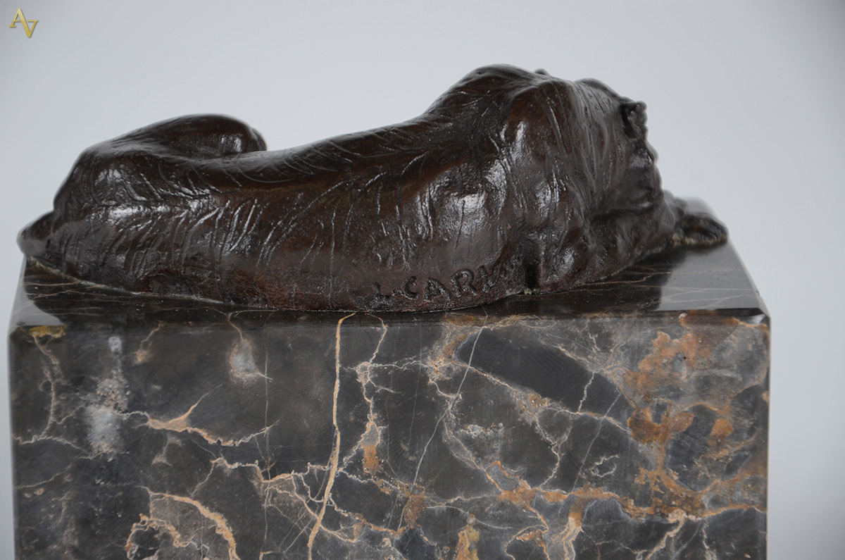 LOUIS-ALBERT CARVIN - Escultura em bronze representando Tigre com... - foto 3 de 3