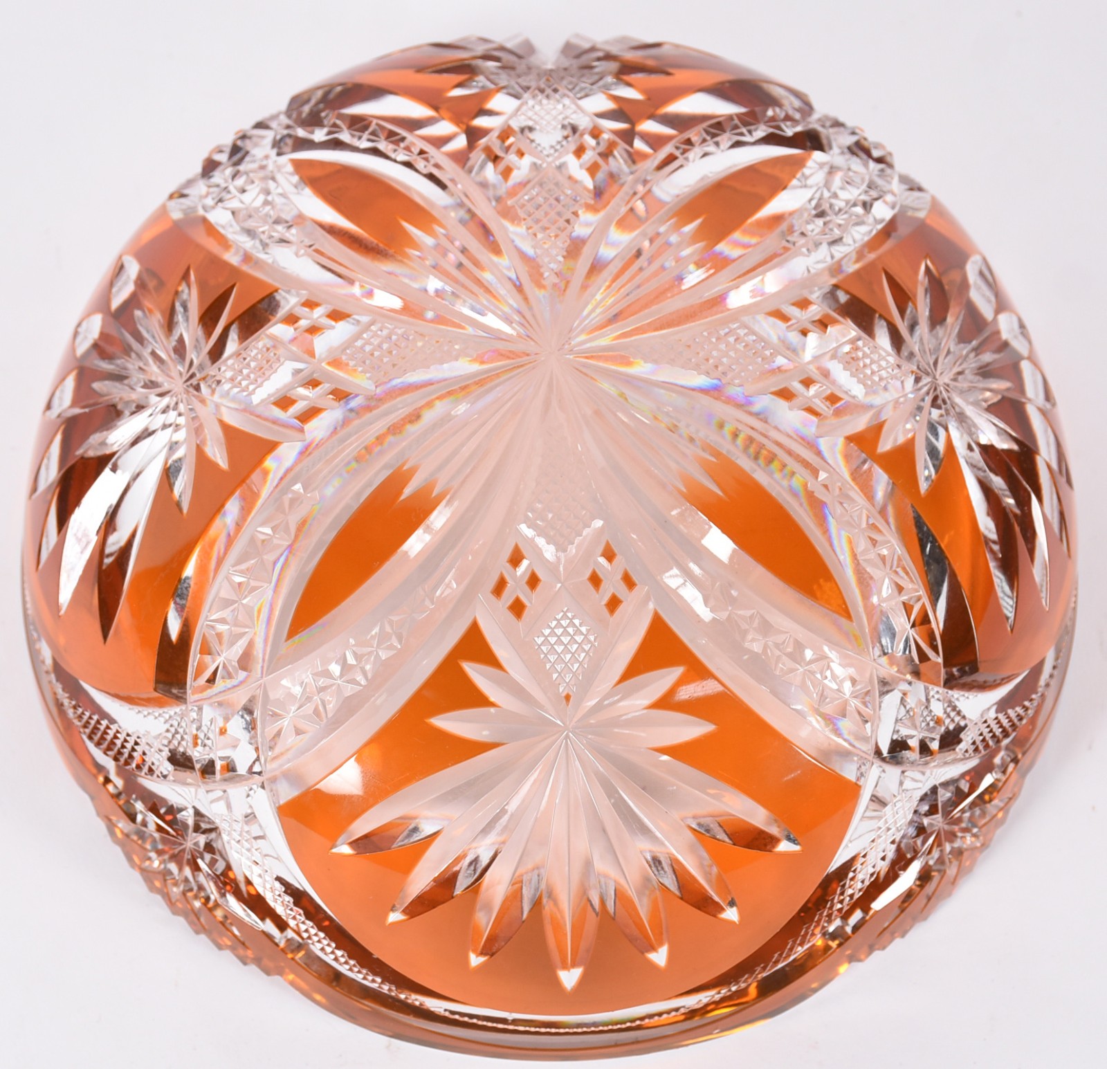 Centro de mesa de cristal lapidado, na cor laranja. - foto 3 de 3