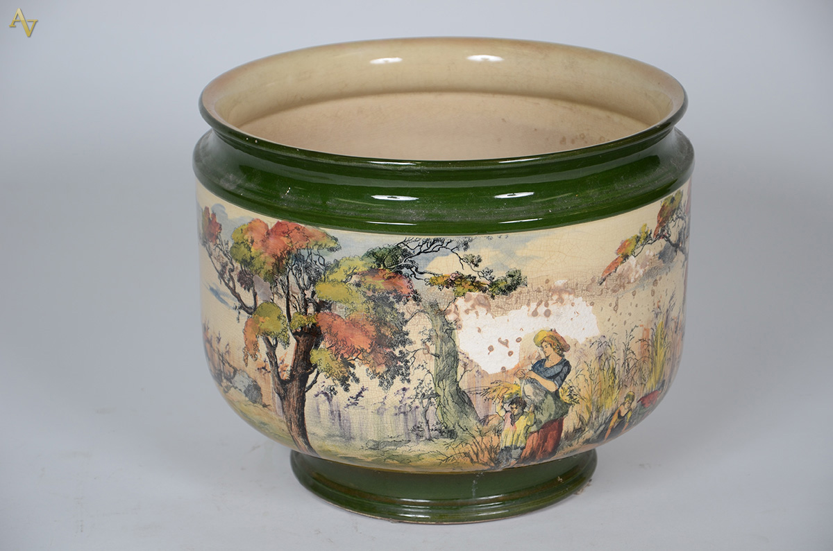 Cachepot em faiança inglesa Royal Doulton. Altura: 27 cm. Diâmetro... - foto 1 de 2