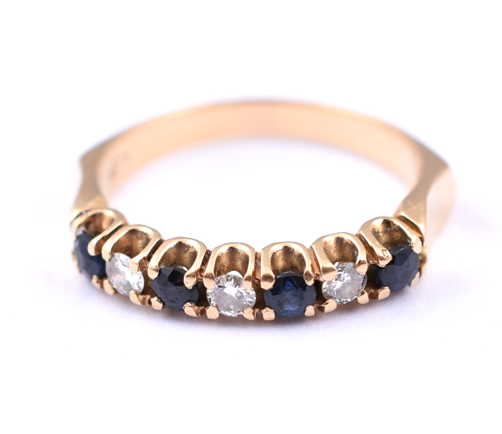 Anel de ouro 18 k com 3 brilhantes e 3 safiras azuis, aro 18 (Por... - foto 1 de 4