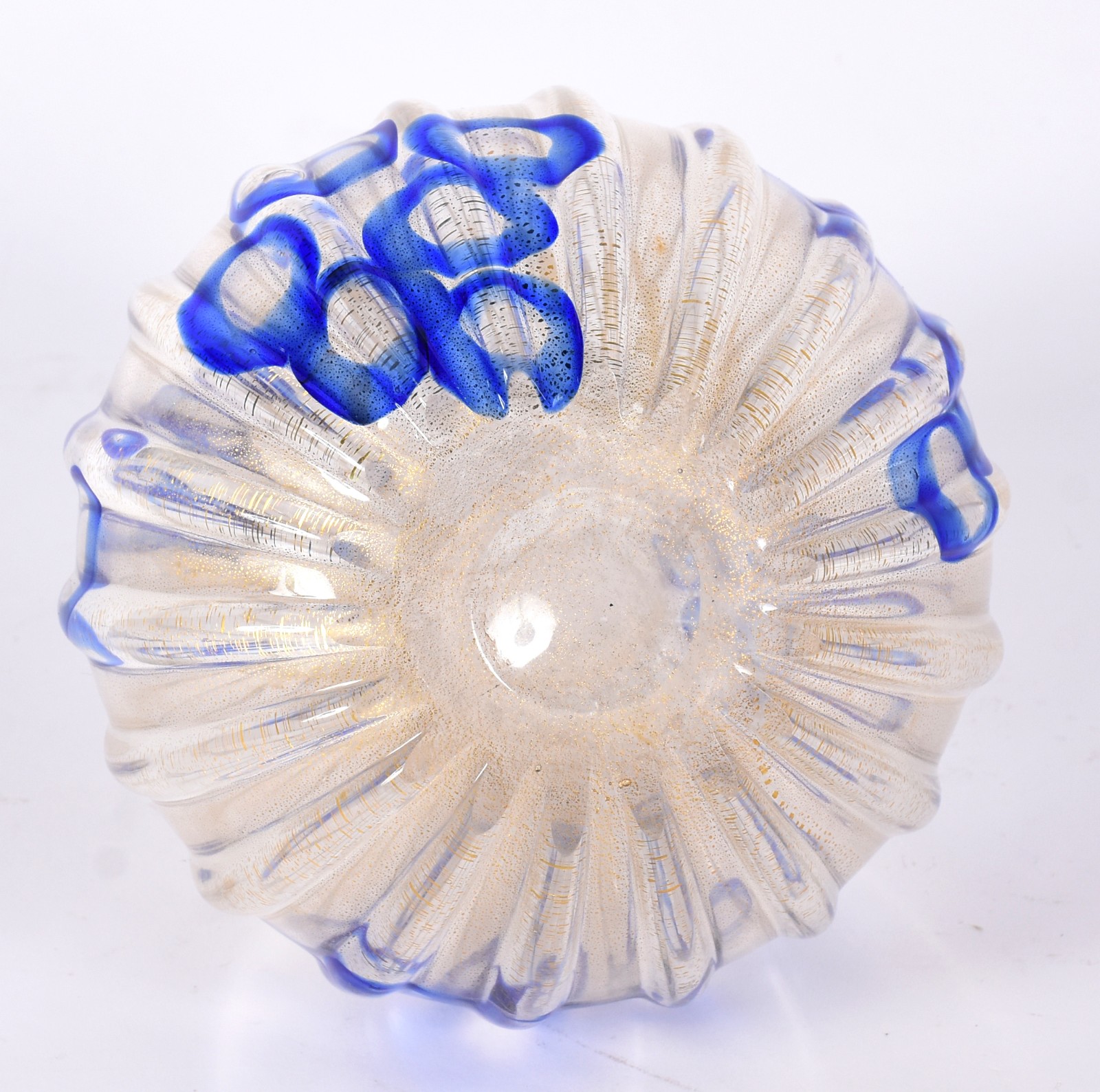 Vaso de murano Seguso com pó de ouro e mesclas azuis. - foto 3 de 3