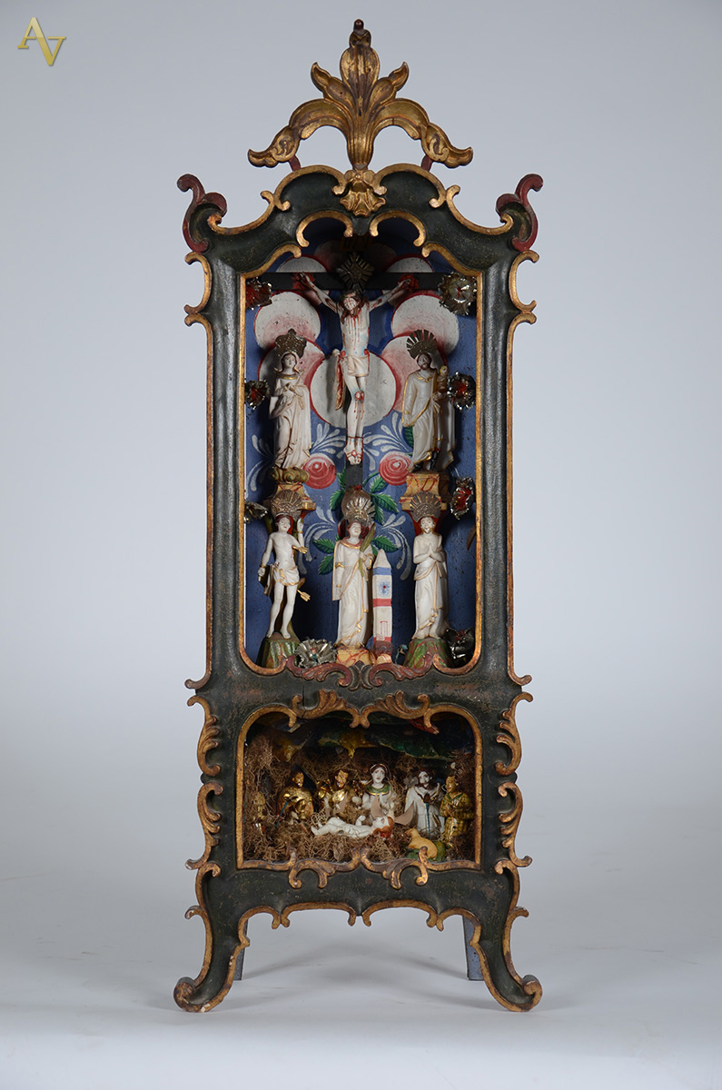 Oratório de Lapinha Dom José, com imagens de pedra sabão, Séc.XVIII... - foto 1 de 2