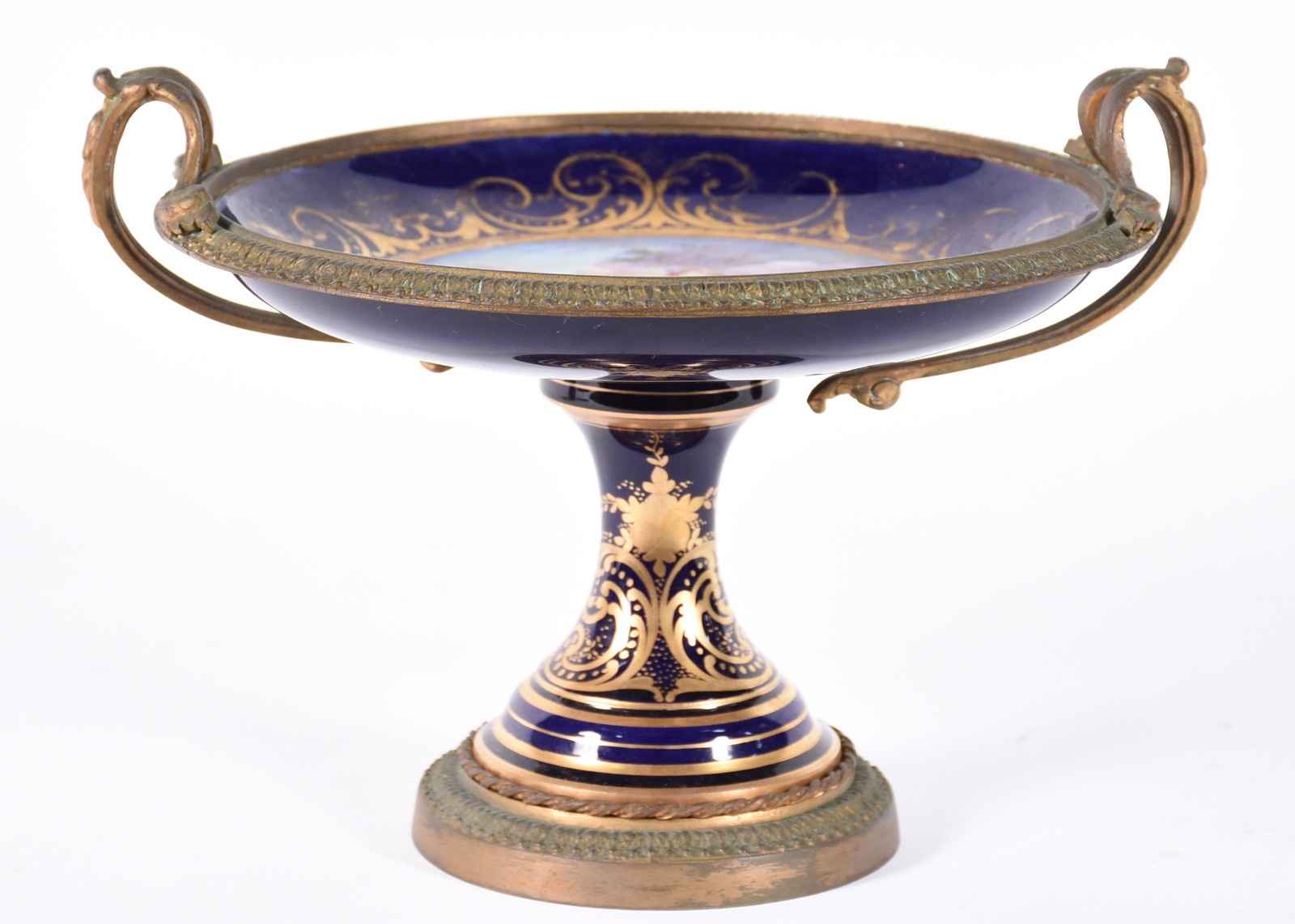 Fruteira de porcelana francesa de Sèvres e aplicações de bronze com... - foto 1 de 5