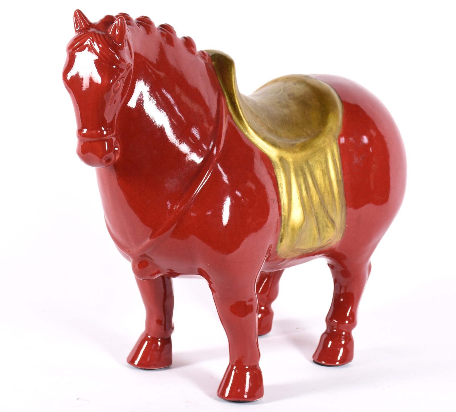 Cavalo de cerâmica estilo oriental na cor vinho. - foto 1 de 4