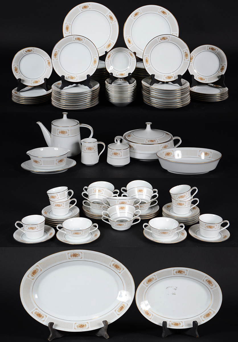 Aparelho de jantar e chá em porcelana Noritake com: 26 pratos rasos... - foto 1 de 2