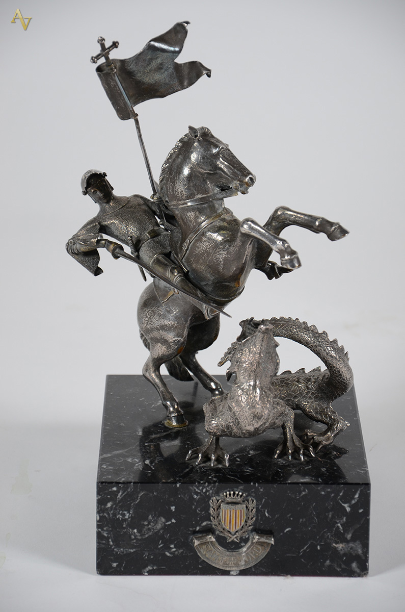 Escultura espanhola de metal prateado representando "SANT... - foto 1 de 5