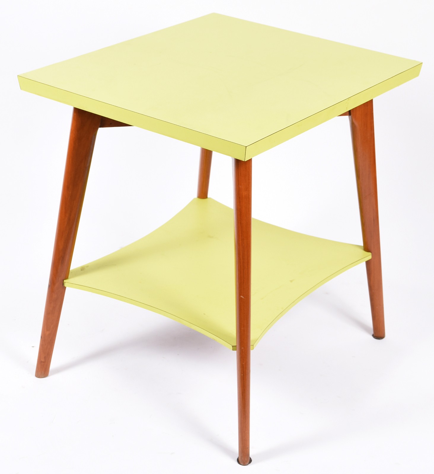 Mesa de madeira com revestimento de fórmica "verde elétrico", tampo... - foto 1 de 6