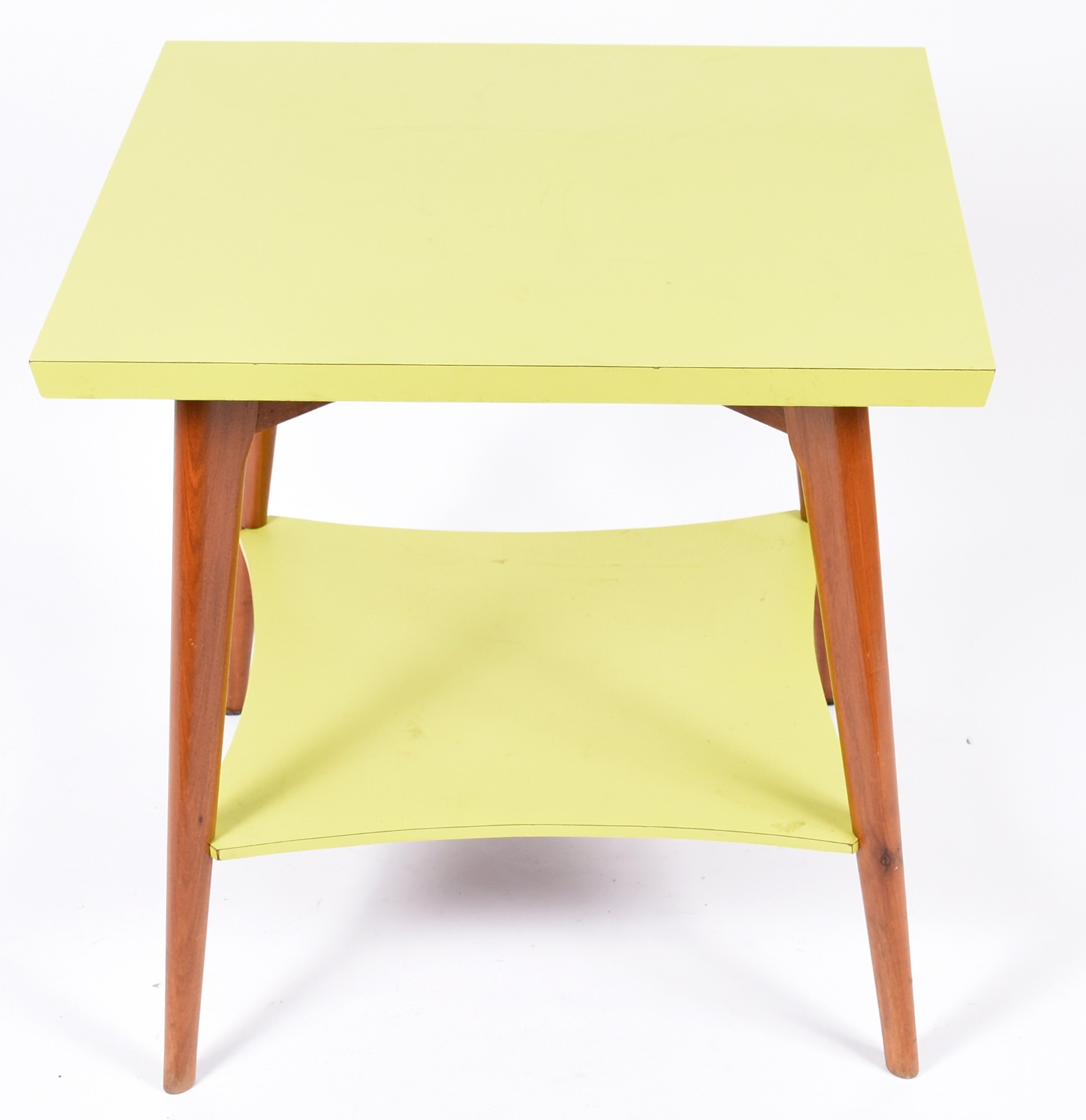 Mesa de madeira com revestimento de fórmica "verde elétrico", tampo... - foto 2 de 6