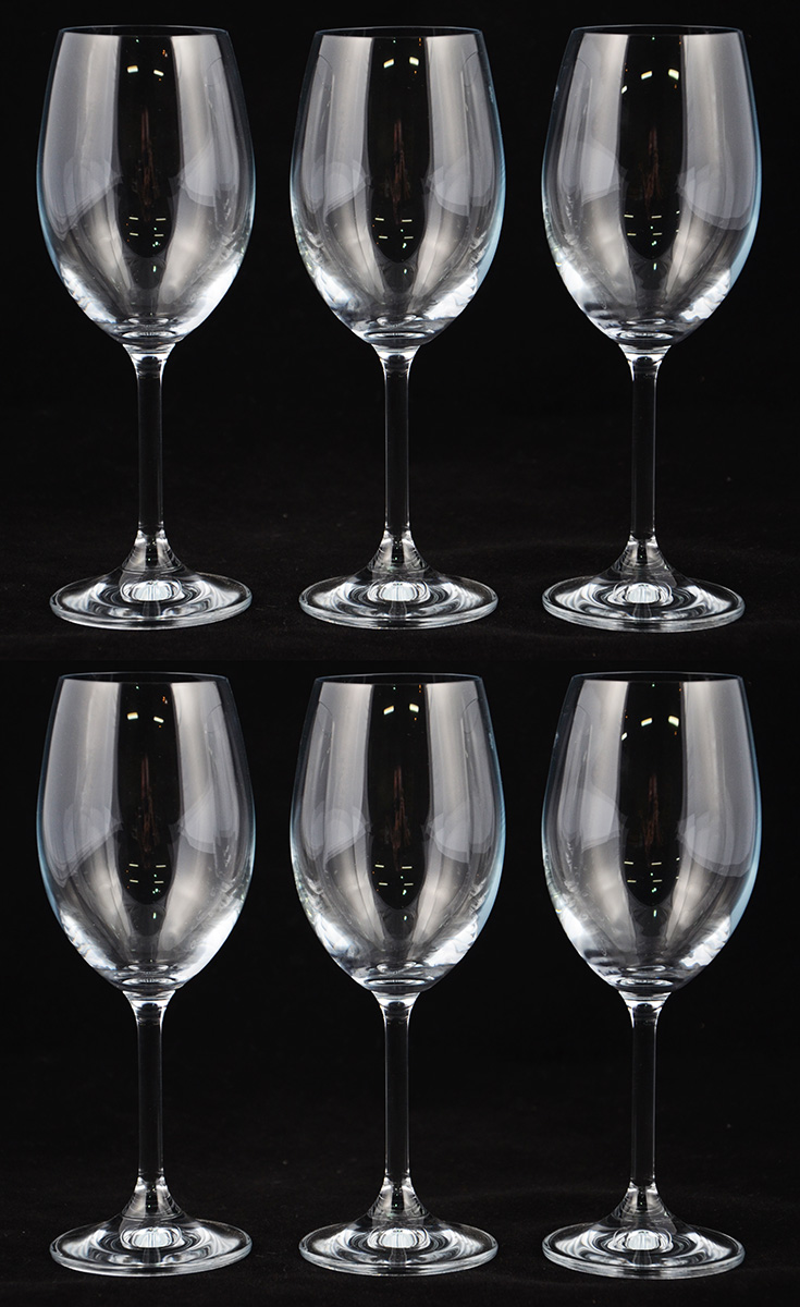 Seis cálices de cristal da Bohemia para vinho, 250 ml.
