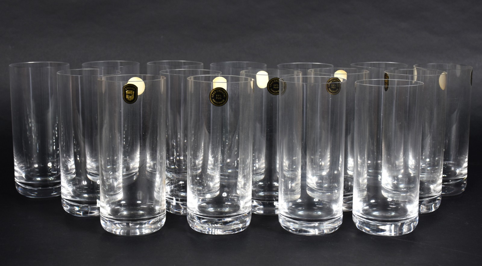 Dezesseis copos longos de cristal da marca STRAUSS. - foto 2 de 6