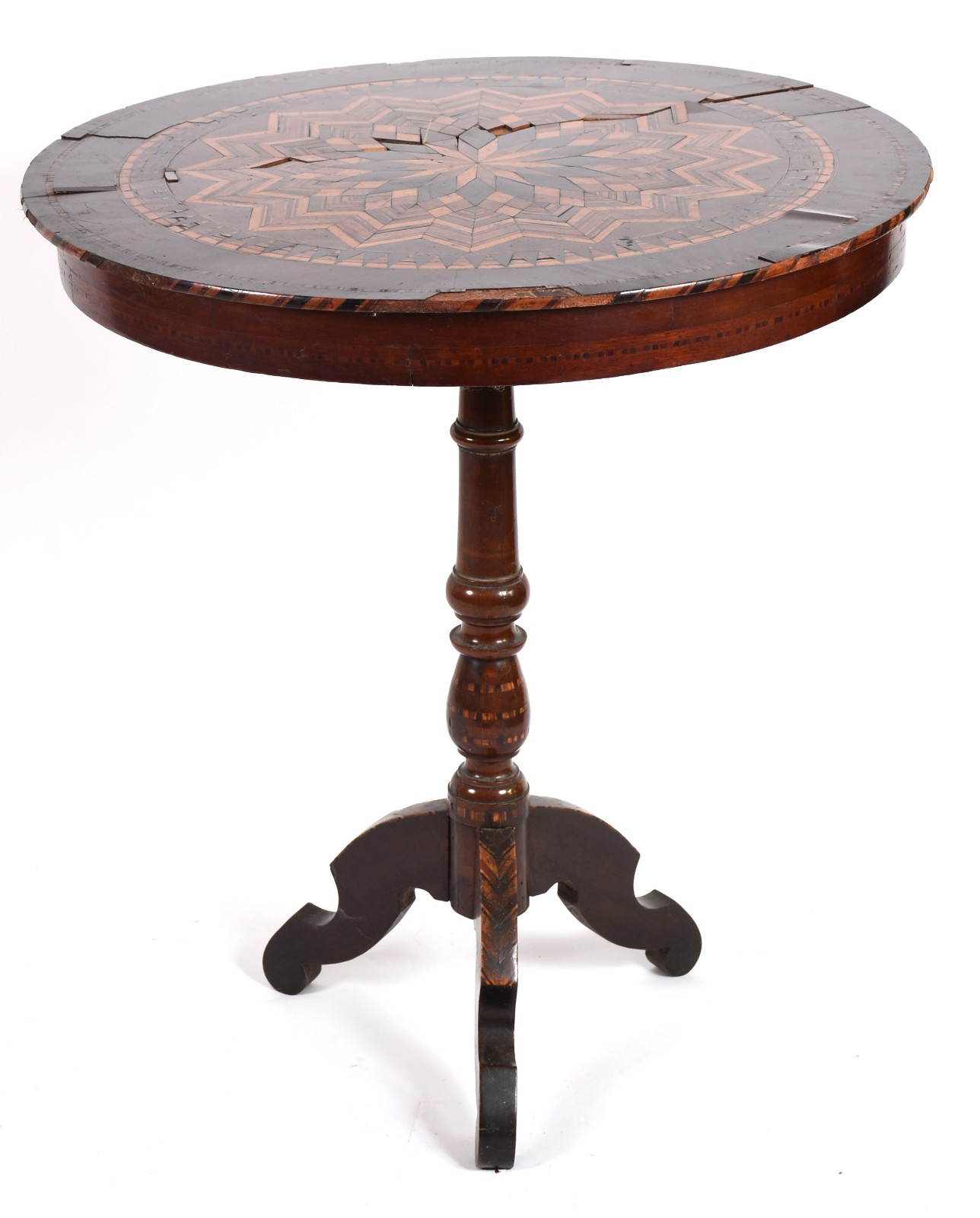 Mesa de madeira nobre feitio "tilp top" com trabalhos em marqueterie... - foto 1 de 5