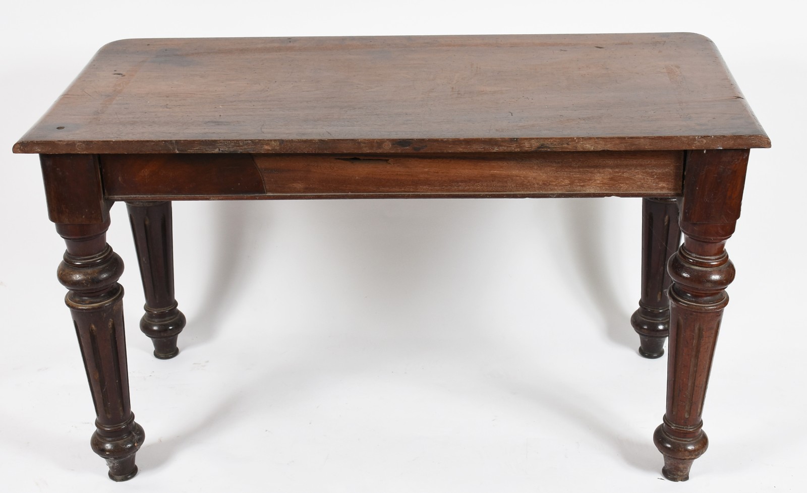 Mesa de madeira nobre com pernas cilíndricas. (Retirada em residência... - foto 5 de 5