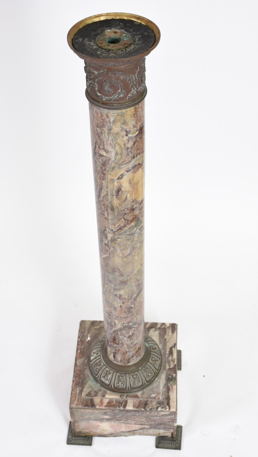 Coluna de mármore com detalhes em bronze (base faltando partes e... - foto 5 de 6