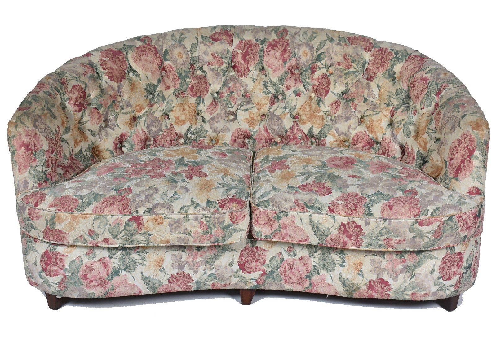 Sofá para 2 lugares, estofamento forrado com tecido floral, encosto... - foto 2 de 4