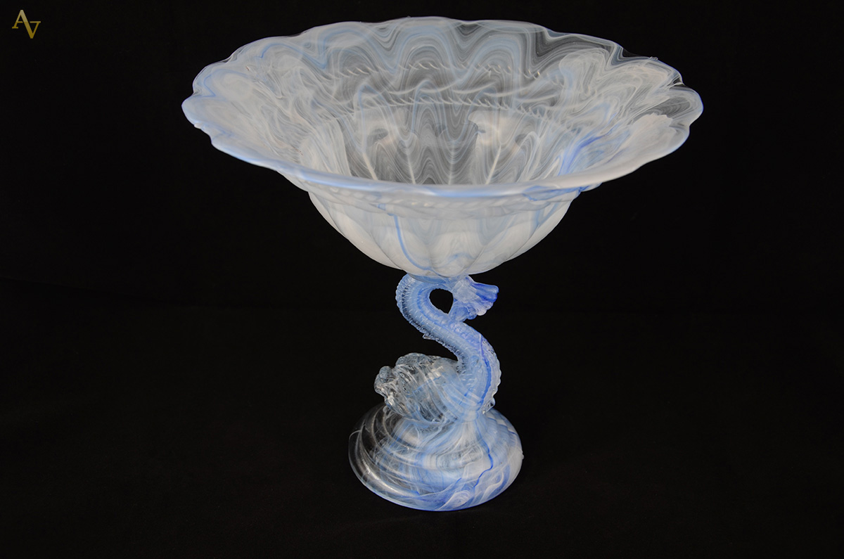 Fruteira de murano azul 27cm.