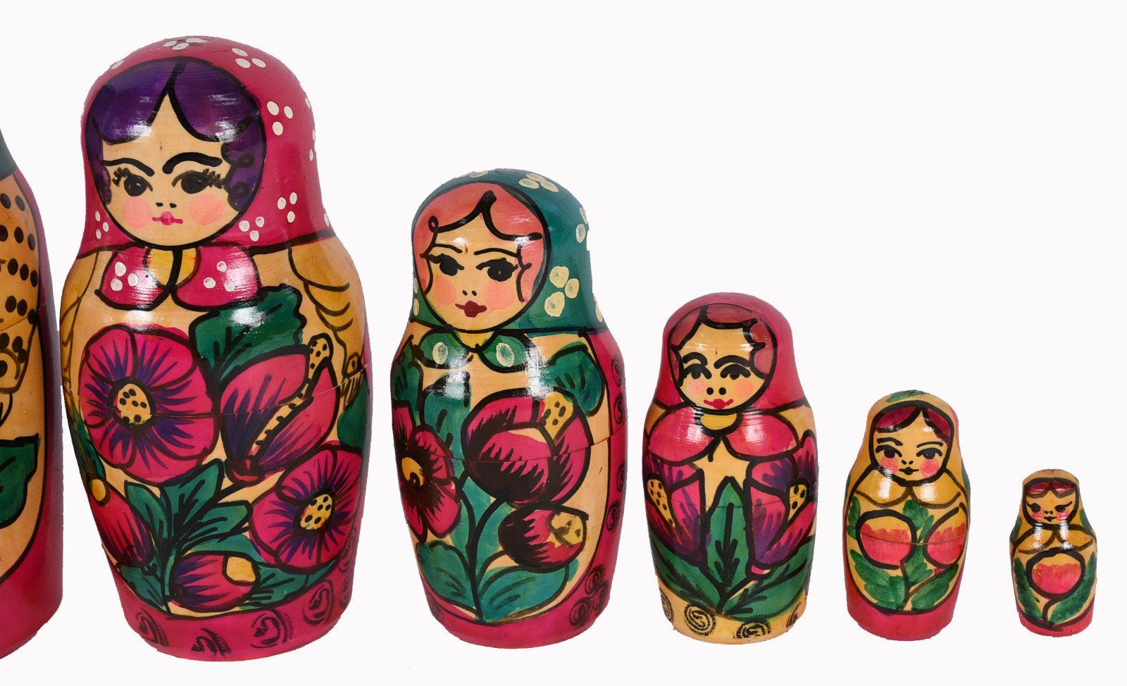 Grande Matryoshka de madeira policromada composta de 8 bonecas. - foto 2 de 6