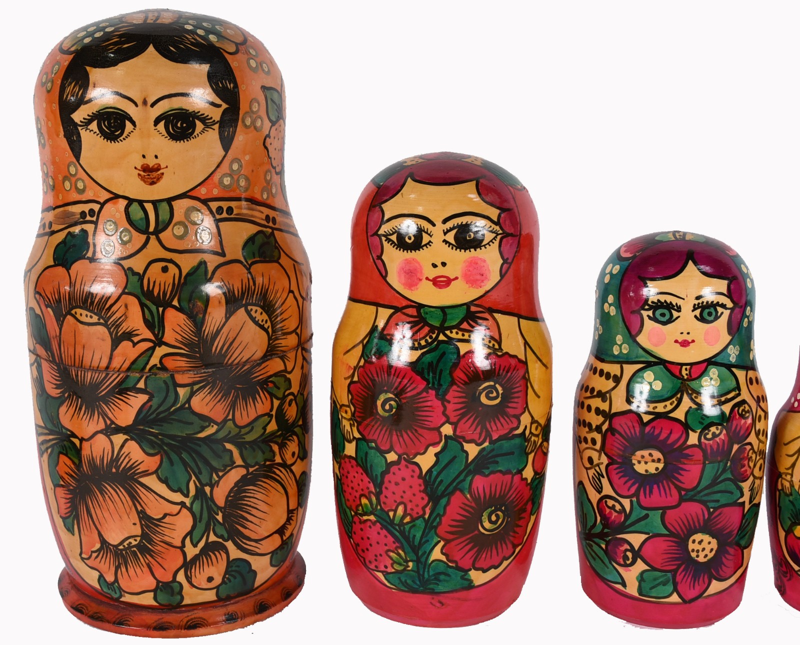 Grande Matryoshka de madeira policromada composta de 8 bonecas. - foto 3 de 6