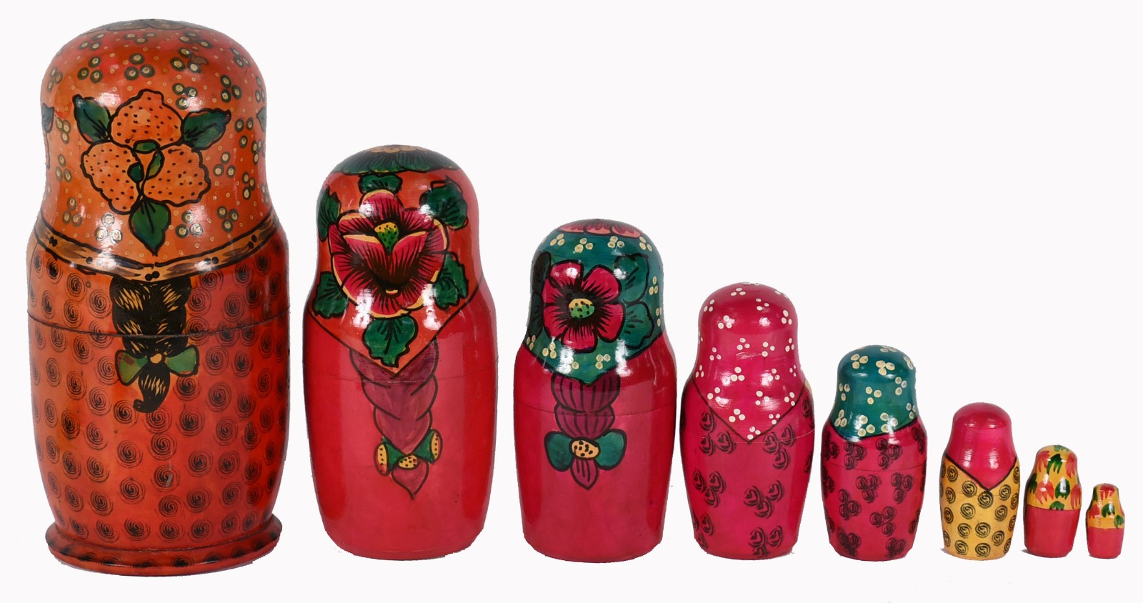 Grande Matryoshka de madeira policromada composta de 8 bonecas. - foto 6 de 6
