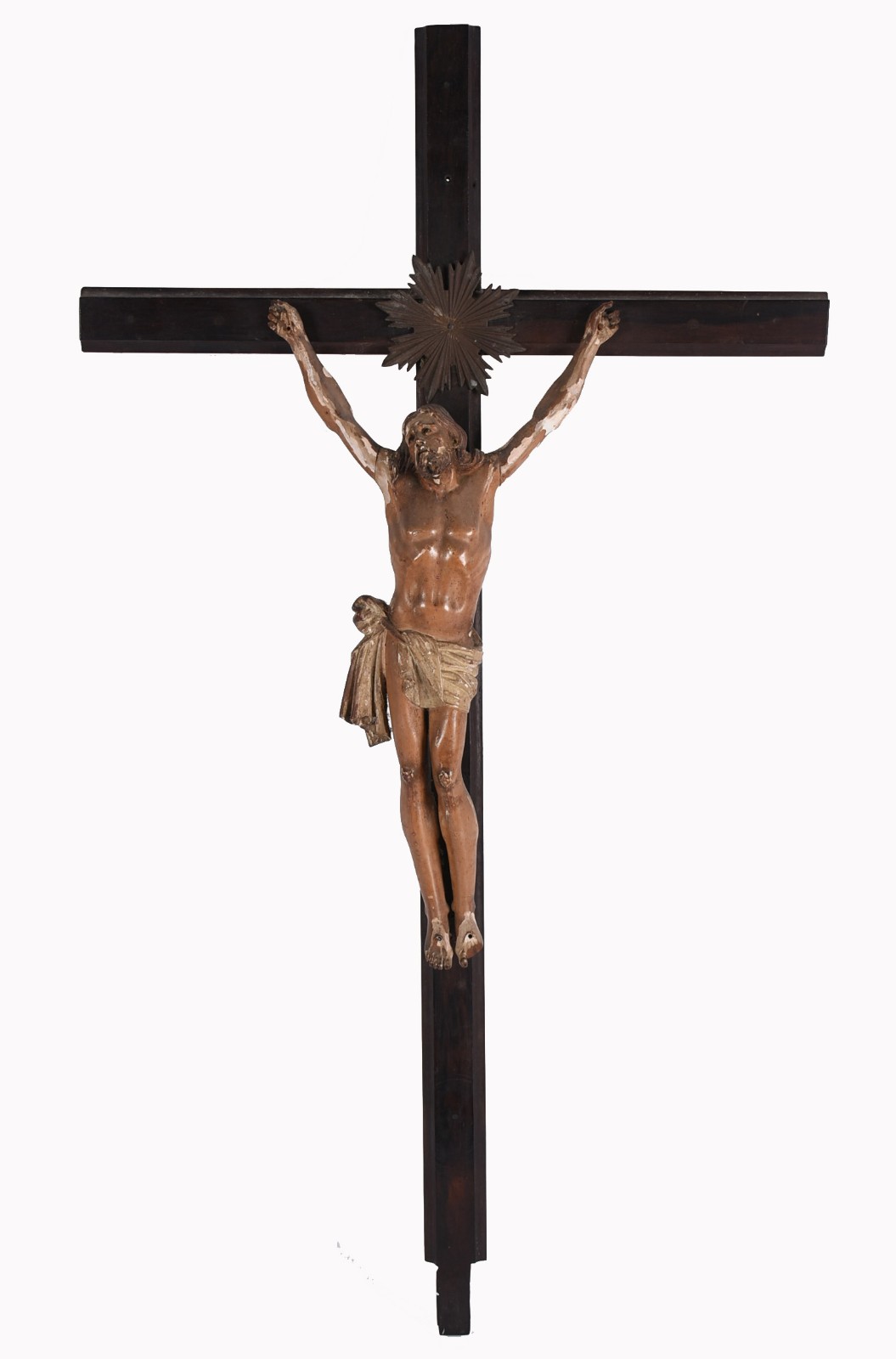Crucifixo de madeira com figura de Cristo (uma das mãos soltas... - foto 1 de 5