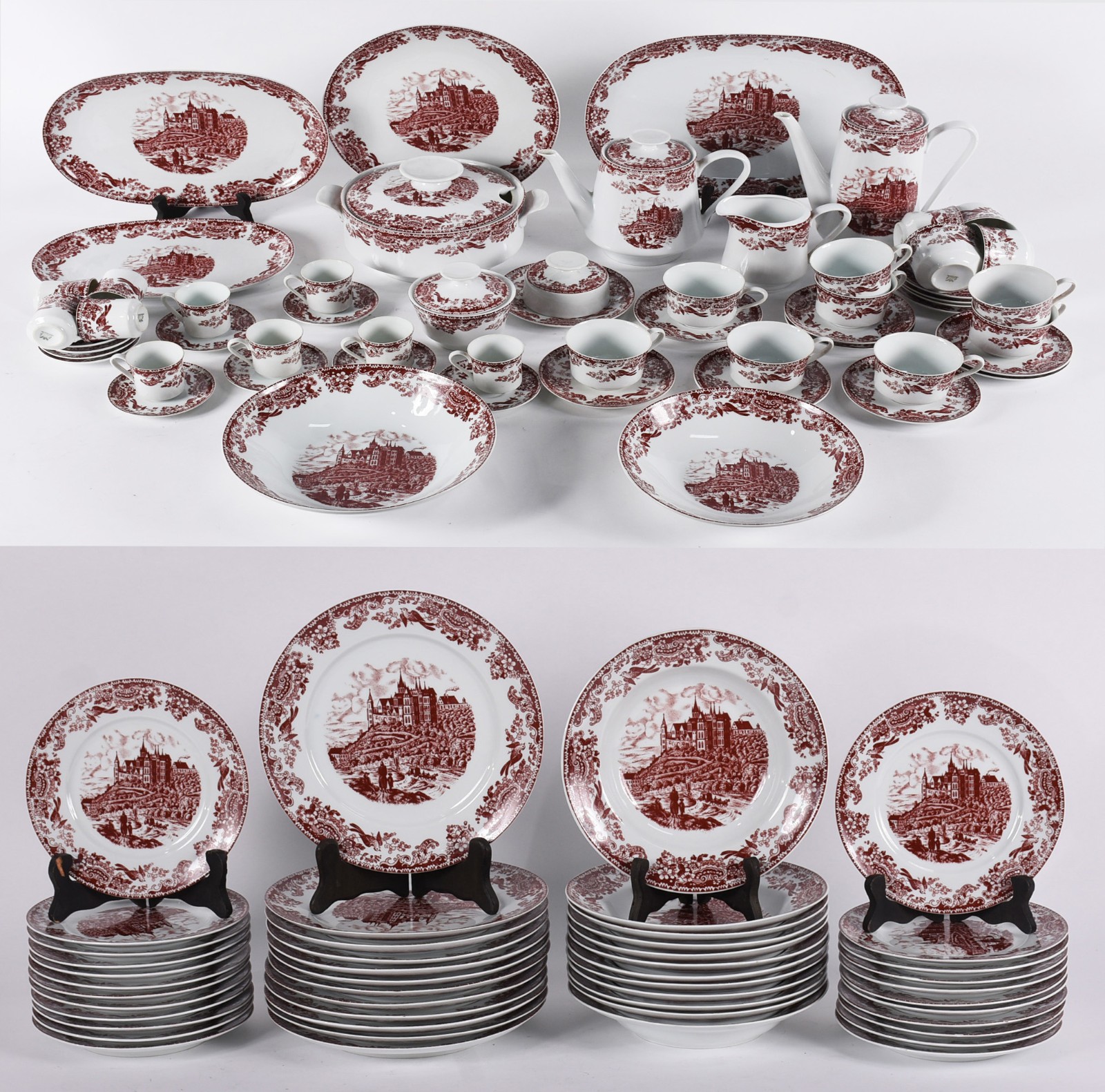 Serviço para chá, café e bolo de porcelana Real, decorada com... - foto 1 de 6