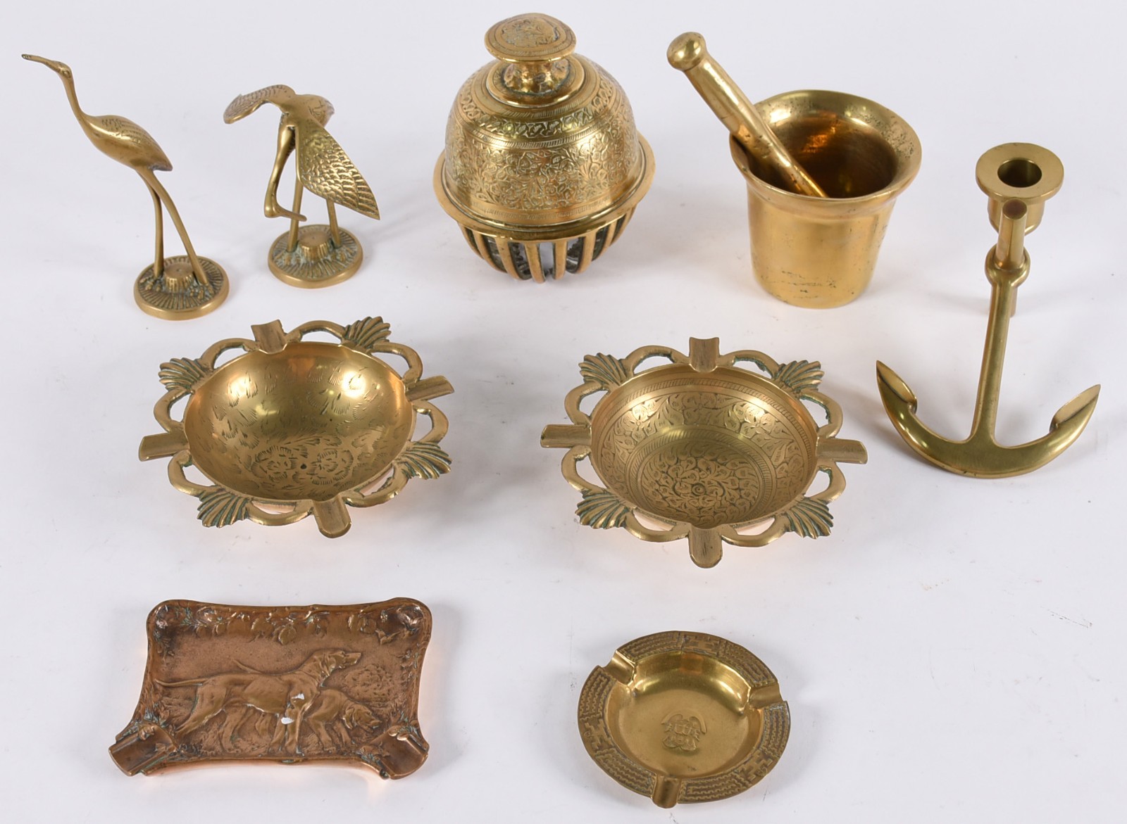 Diversas peças de metal dourado, sendo par de pássaros (altura do... - foto 1 de 8