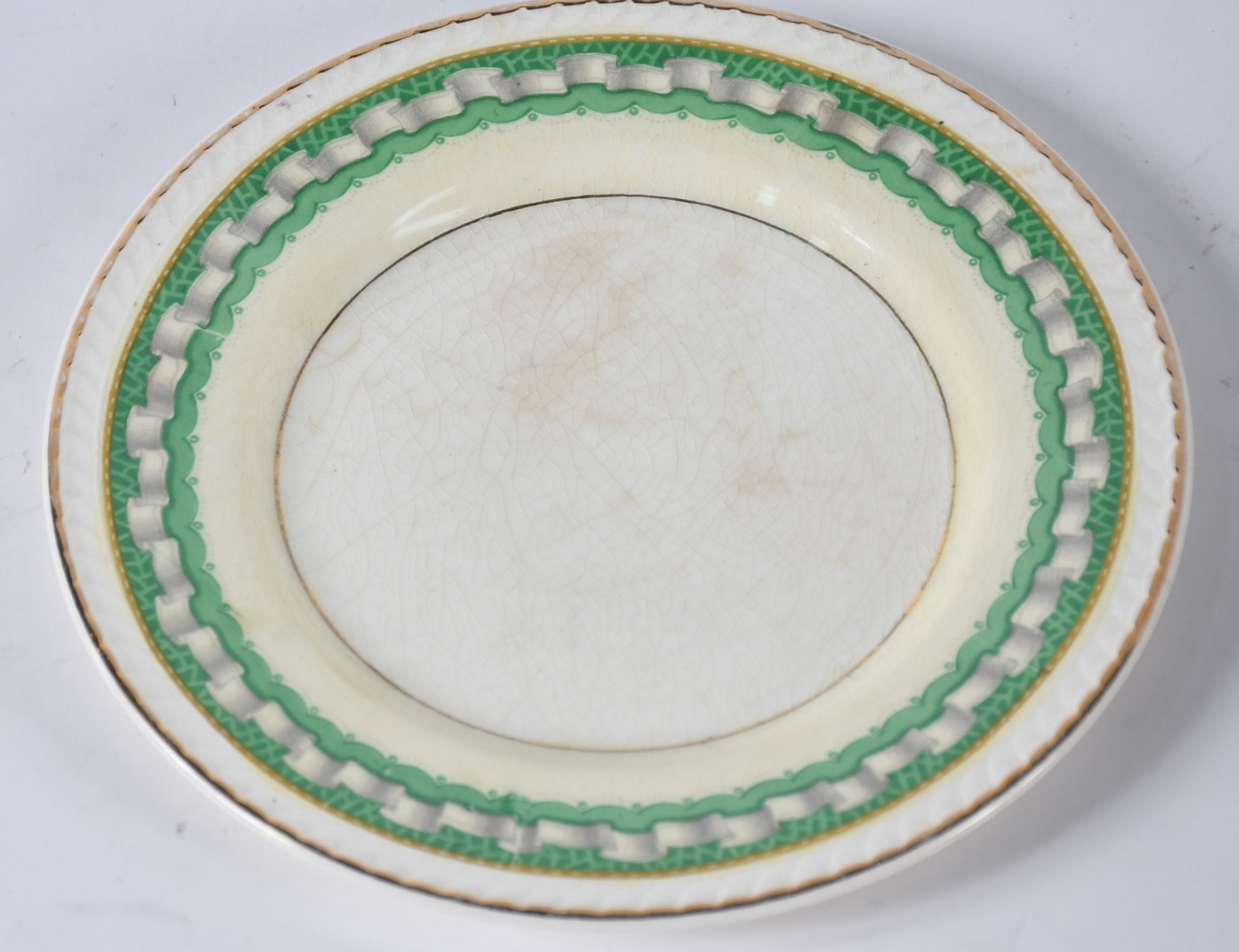Serviço de jantar de faiança inglesa bege, borda decorada com friso... - foto 5 de 5