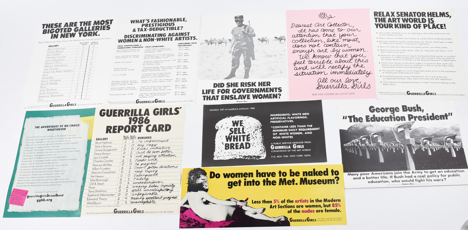 Guerrila Girls (1985), Raríssimo conjunto de 25 pôsteres da década de 80 - foto 1 de 9