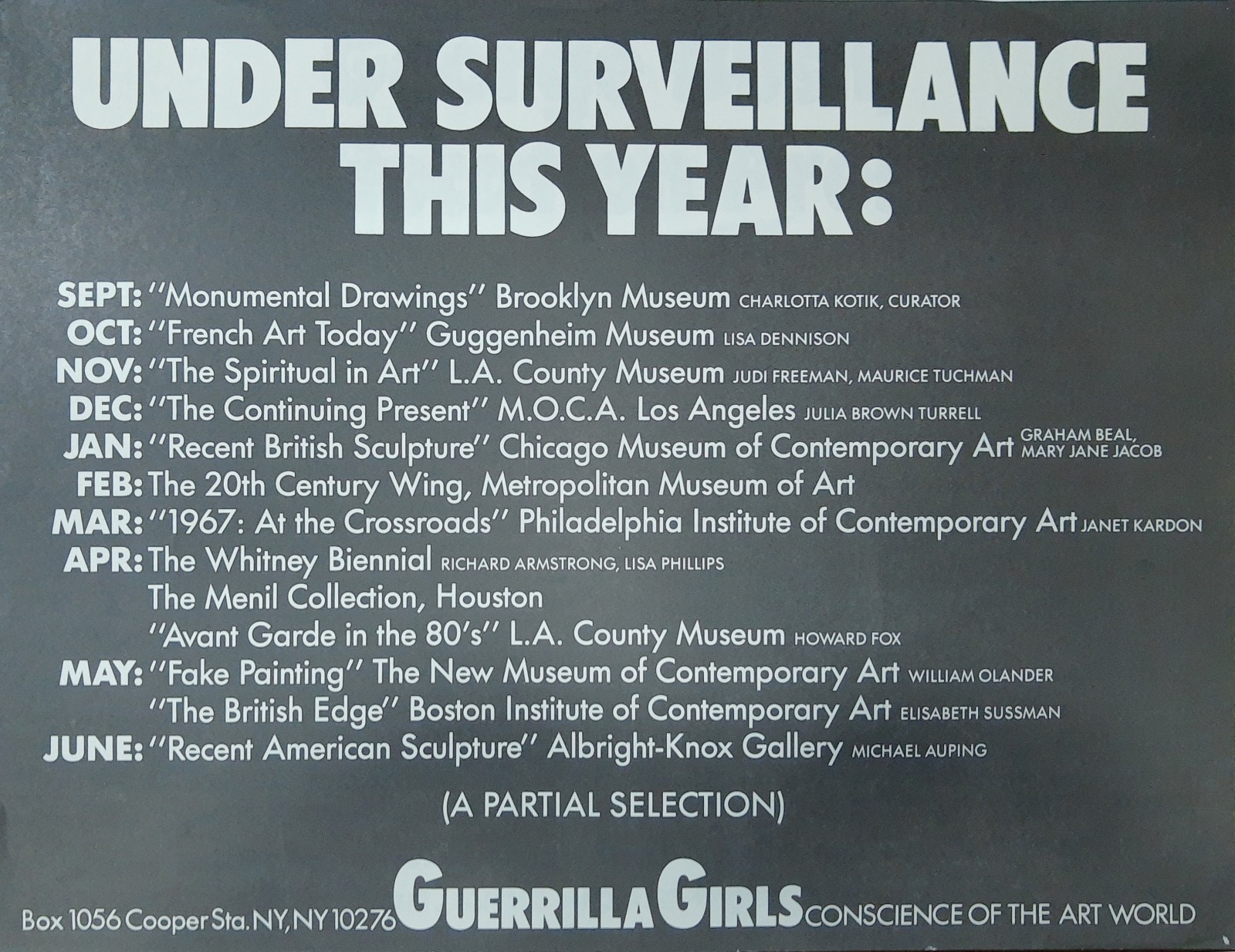 Guerrila Girls (1985), Raríssimo conjunto de 25 pôsteres da década de 80 - foto 8 de 9