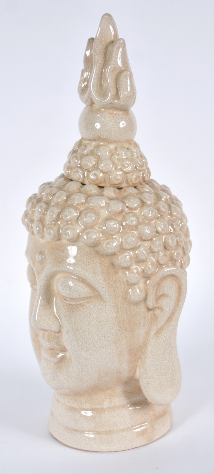 Cabeça de Buda de cerâmica com craquelê vitrificada. - foto 2 de 4