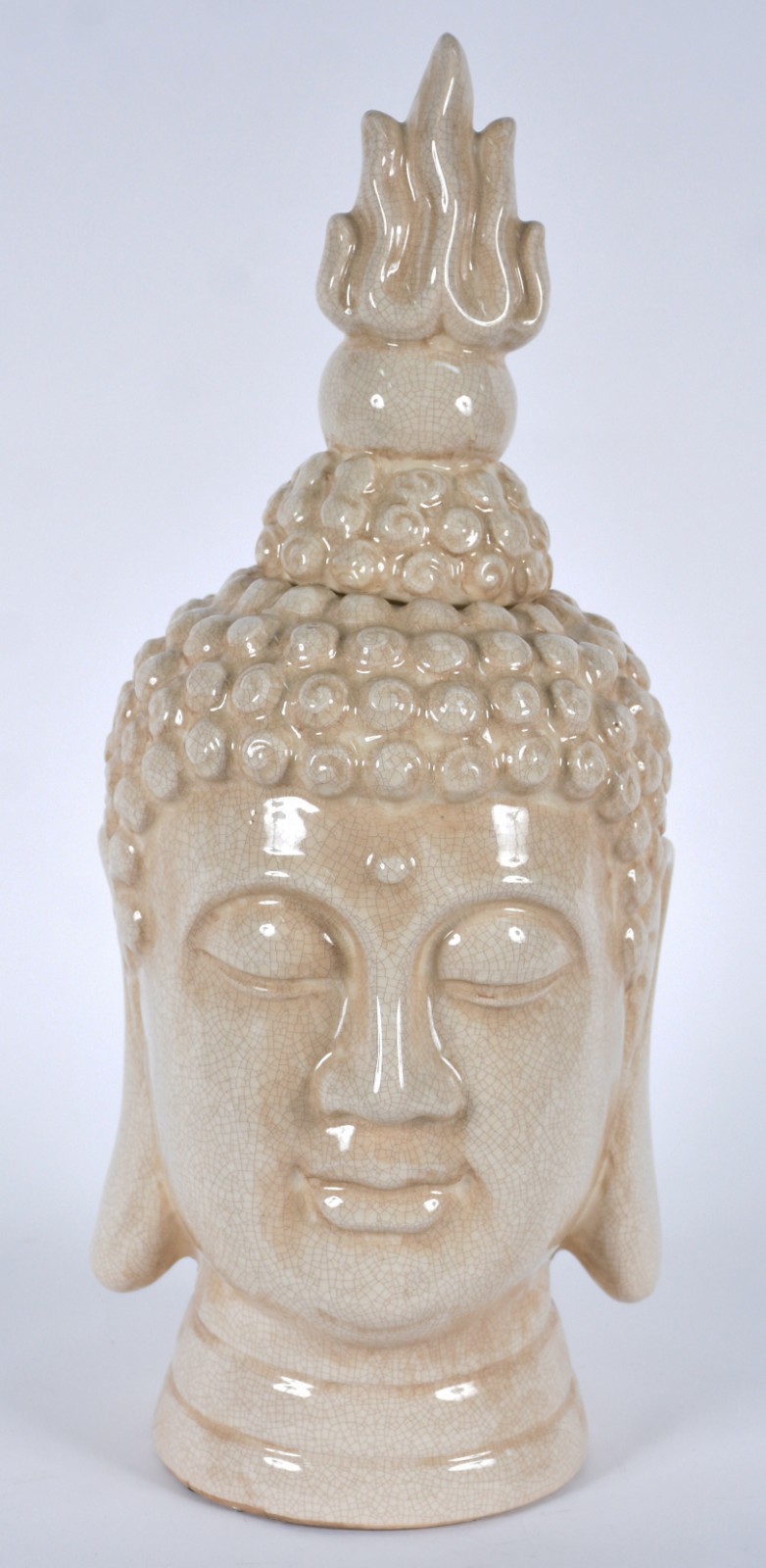 Cabeça de Buda de cerâmica com craquelê vitrificada. - foto 1 de 4