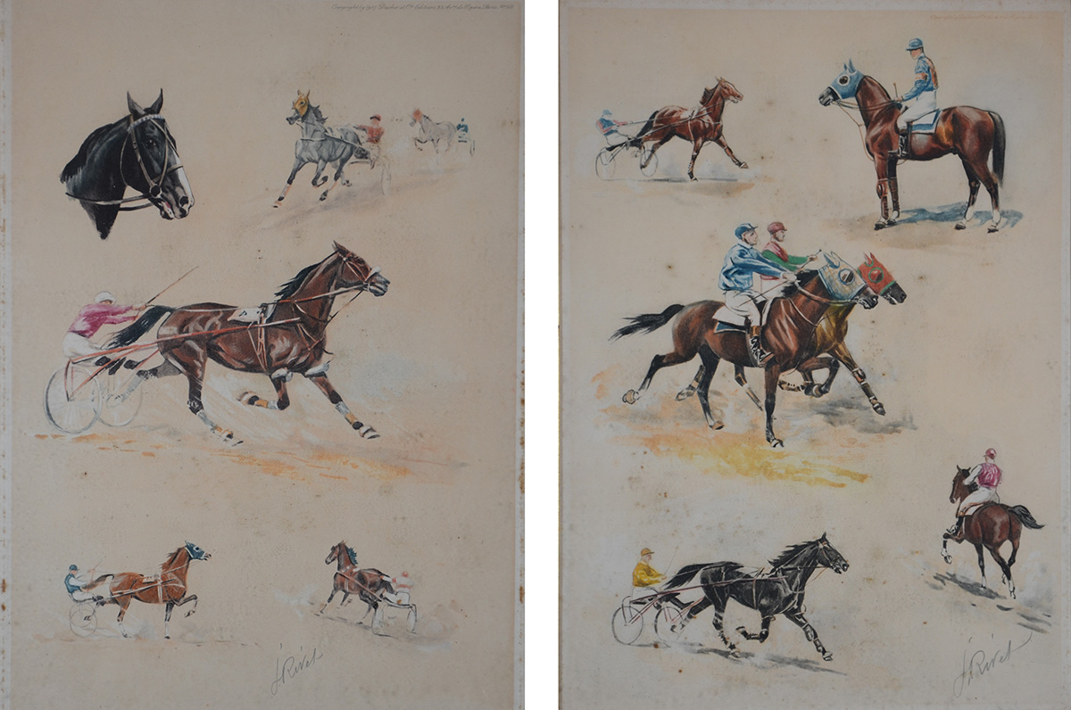 Par de gravuras - Cavalos - med. 36 x 26 - foto 1 de 2