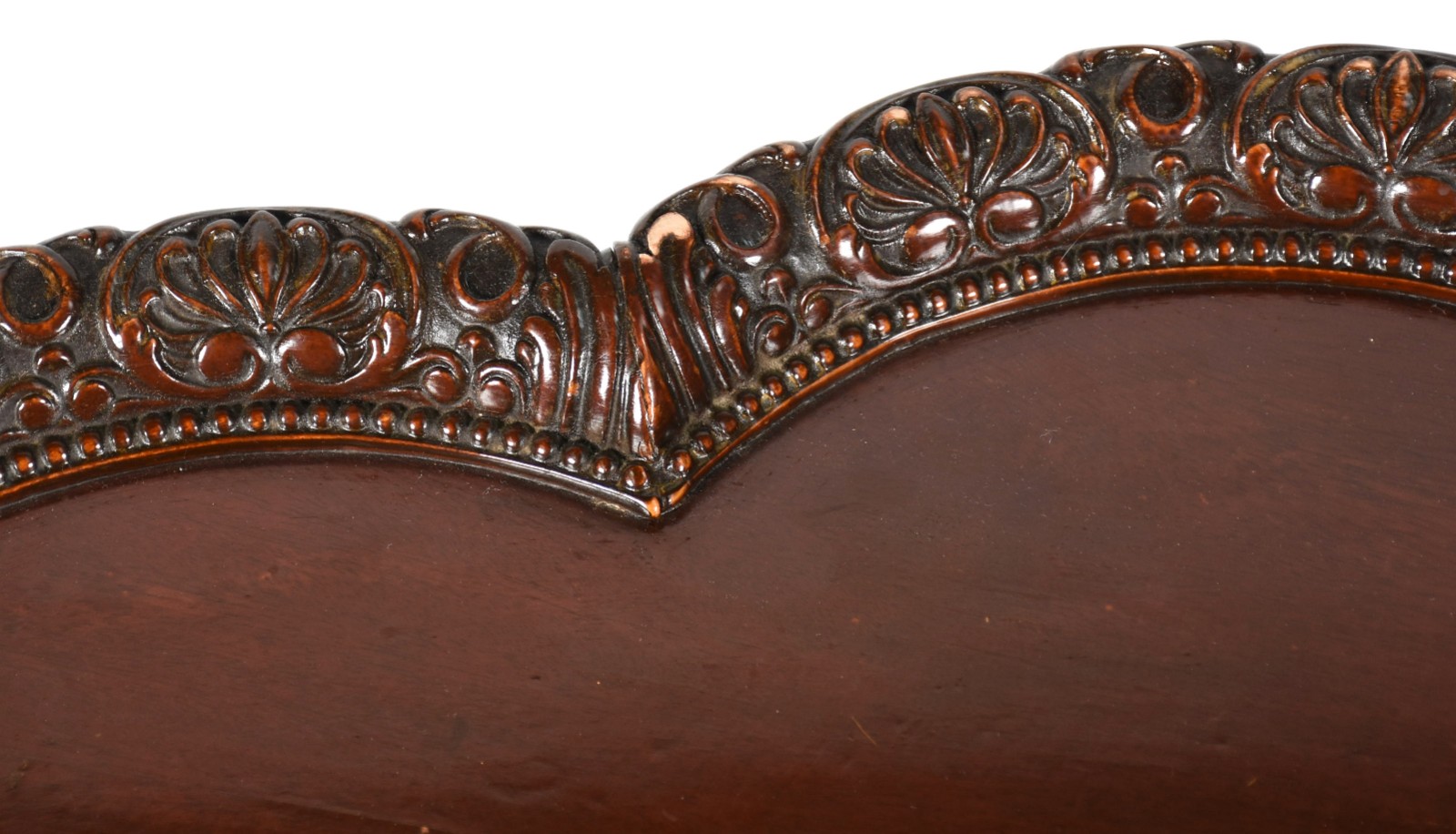 Elegante mesa "gueridon" de madeira nobre, tampo redondo com borda... - foto 3 de 3