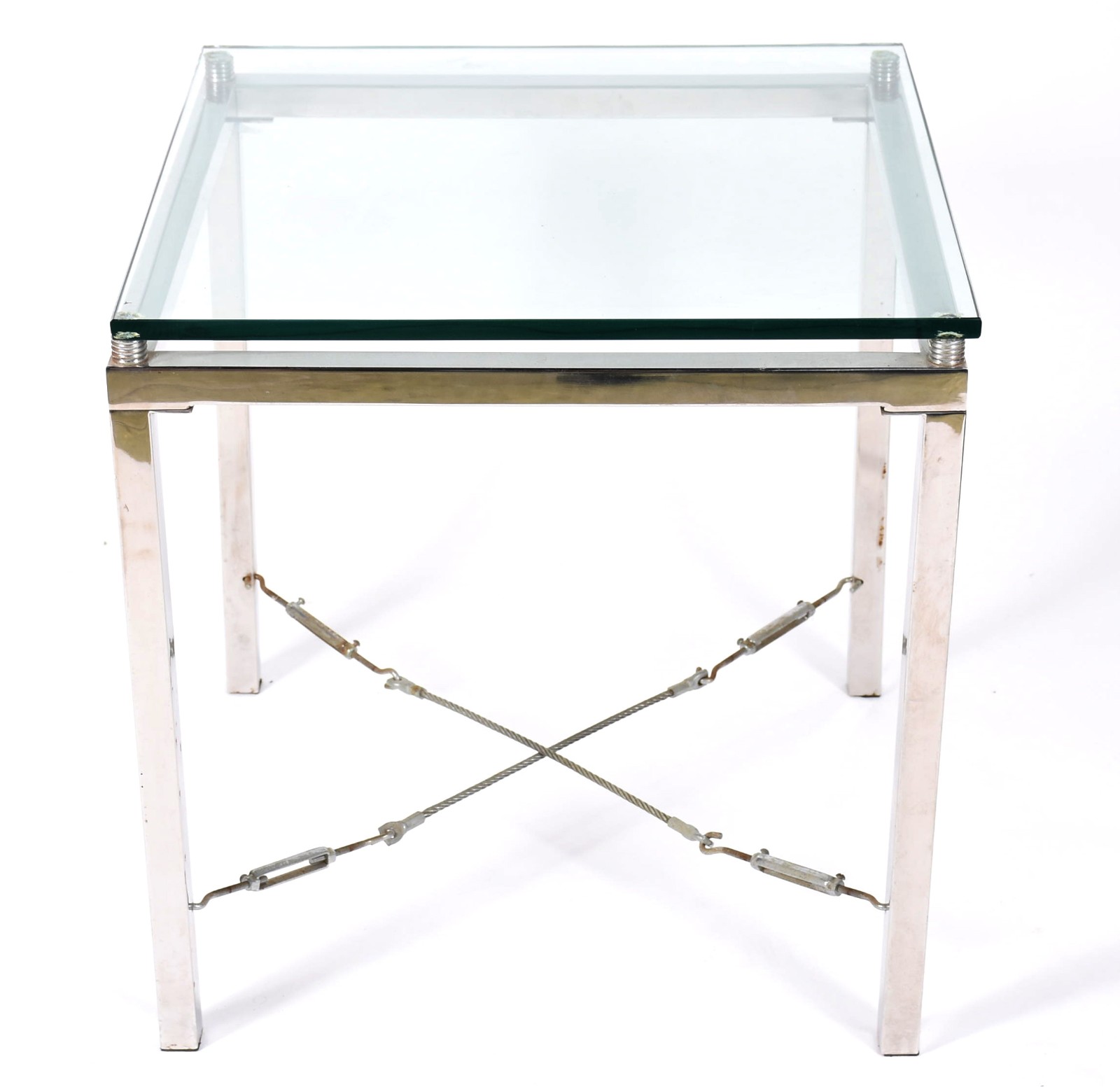 Mesa lateral de metal com tampo de vidro, design moderno. - foto 2 de 4
