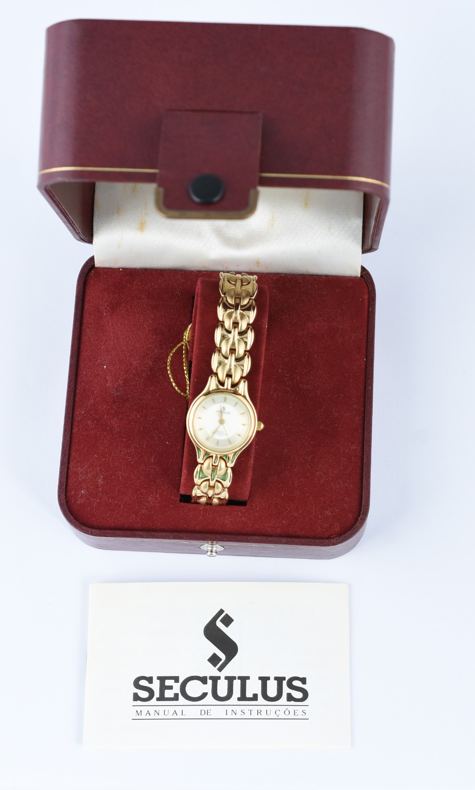 Relógio feminino, números , ponteiros e pulseira em aço dourados... - foto 5 de 5