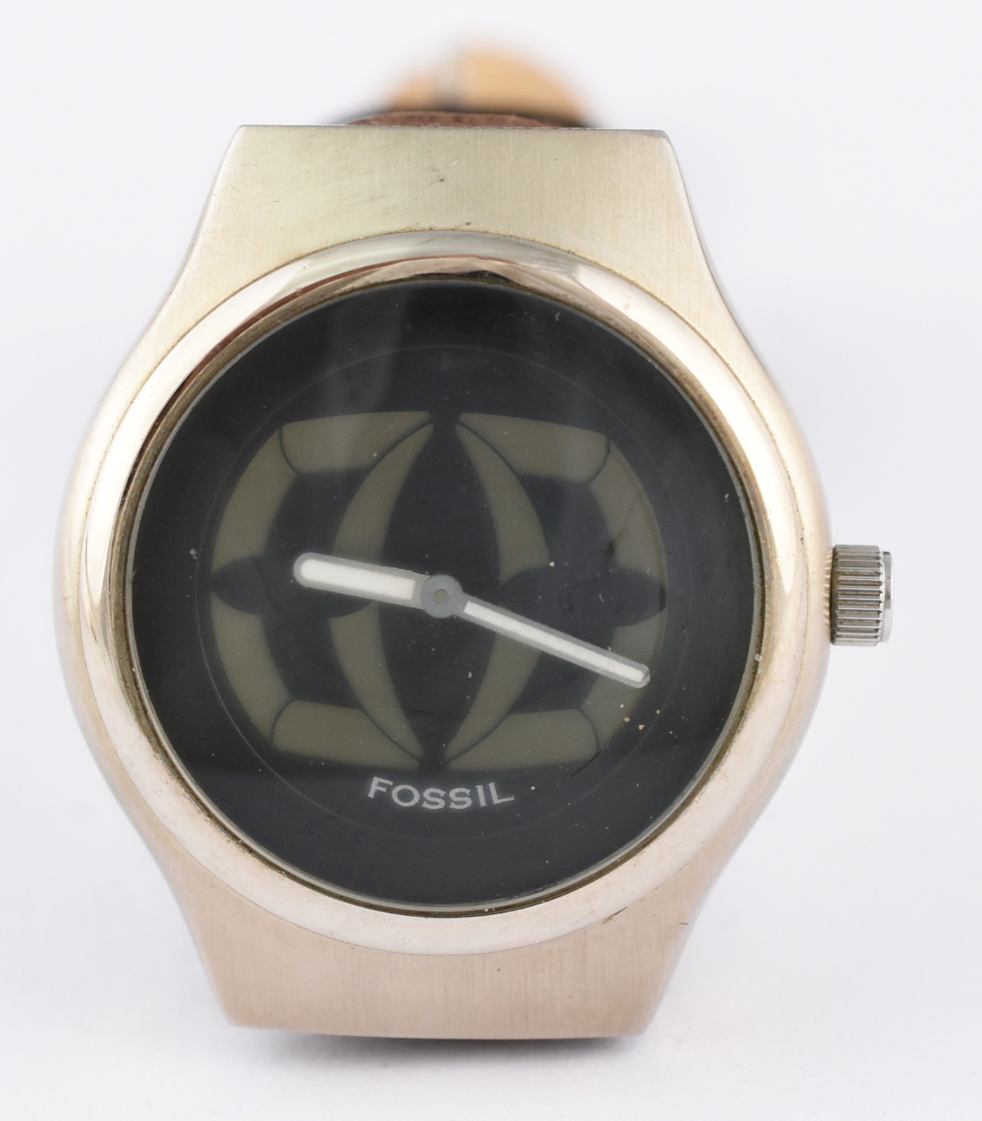 Relógio com fundo preto, pulseira de couro marrom ( Por questão de... - foto 1 de 4