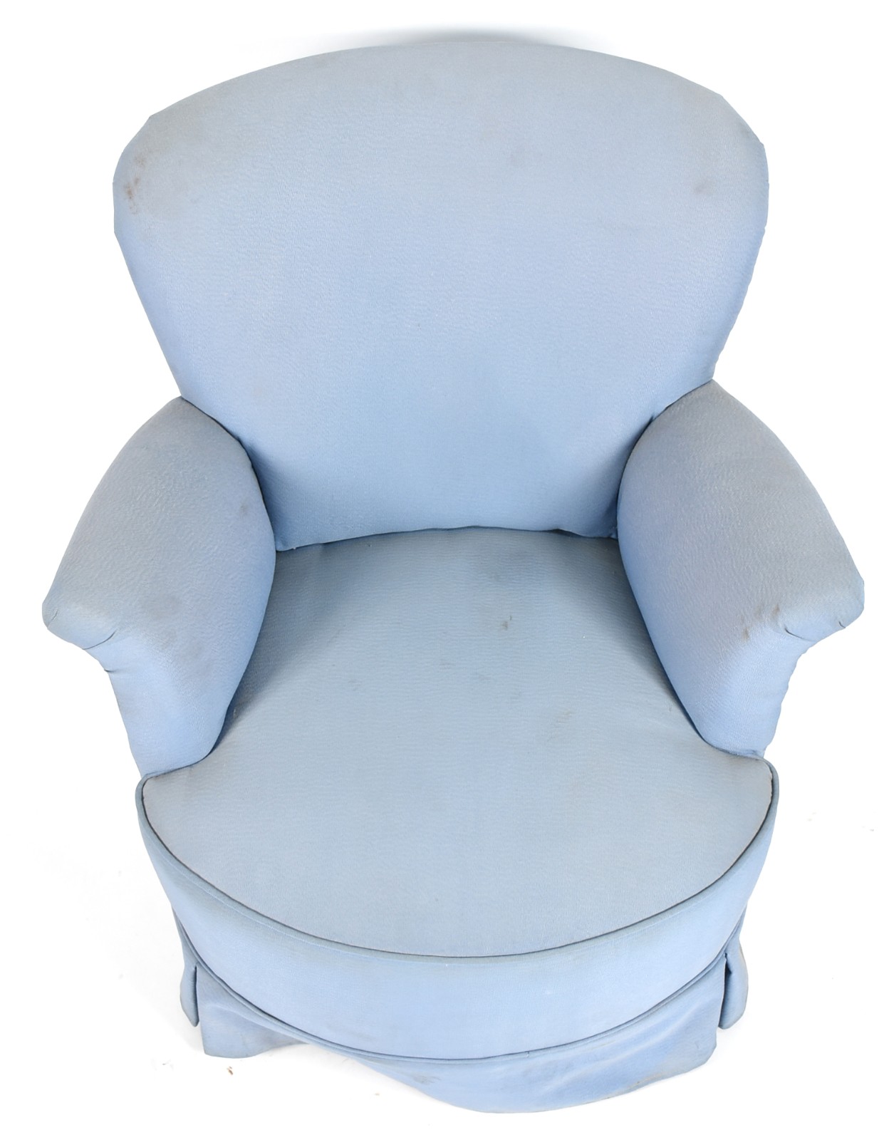 Poltrona estofada e forrada com tecido na cor azul. (tecido com... - foto 1 de 4