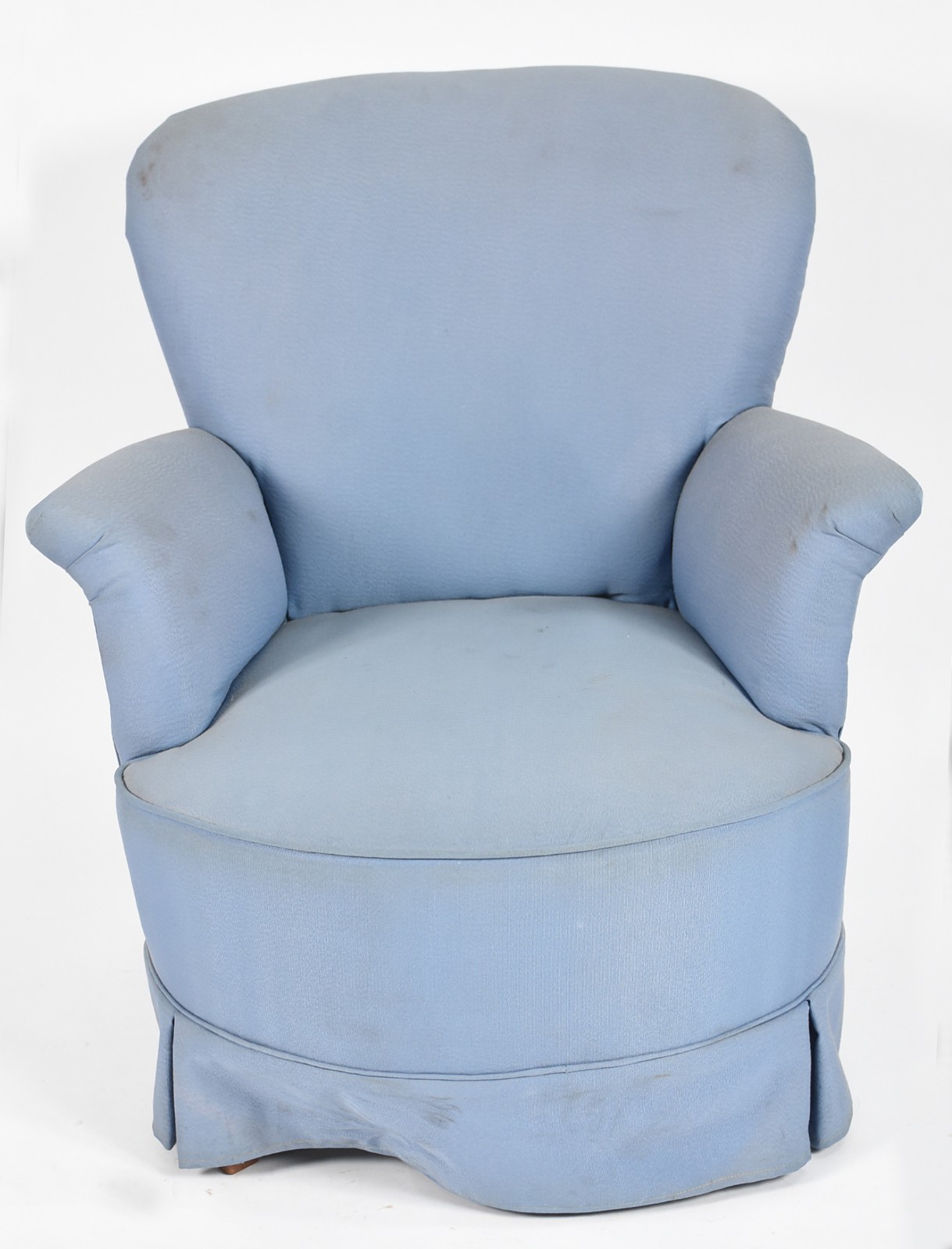 Poltrona estofada e forrada com tecido na cor azul. (tecido com... - foto 3 de 4