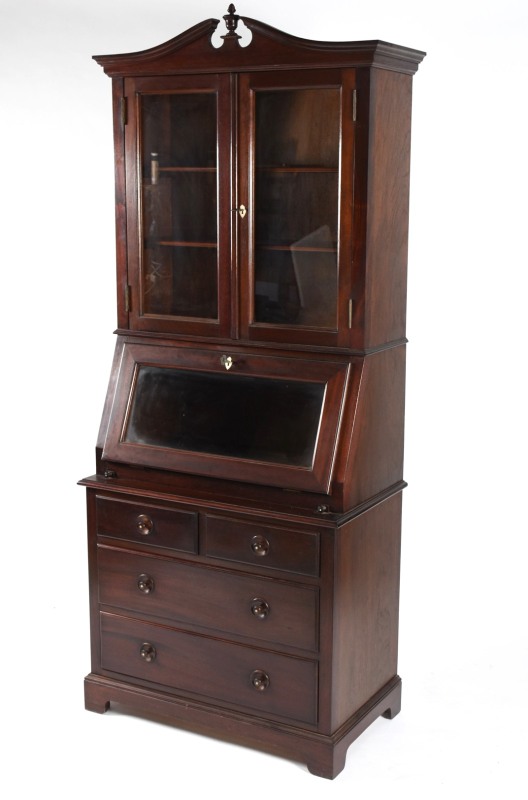 Bureau Bookcase de madeira nobre, duas gavetas e dois gavetões na... - foto 1 de 5