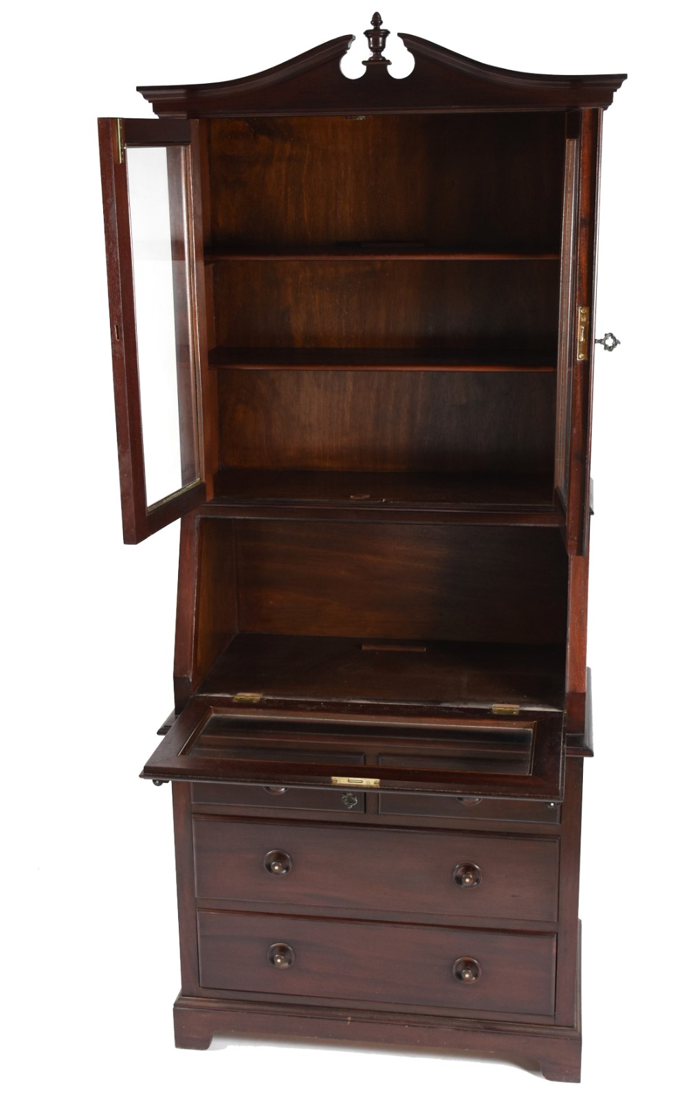 Bureau Bookcase de madeira nobre, duas gavetas e dois gavetões na... - foto 2 de 5