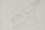 Milton Dacosta (1915-1988), Vênus e pombas - Desenho, datado 63, com fungo.